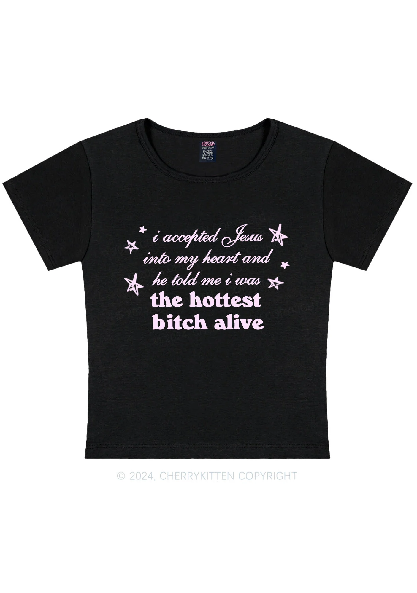 Curvy The Hottest Bxxch Y2K Baby Tee Cherrykitten - Image 2