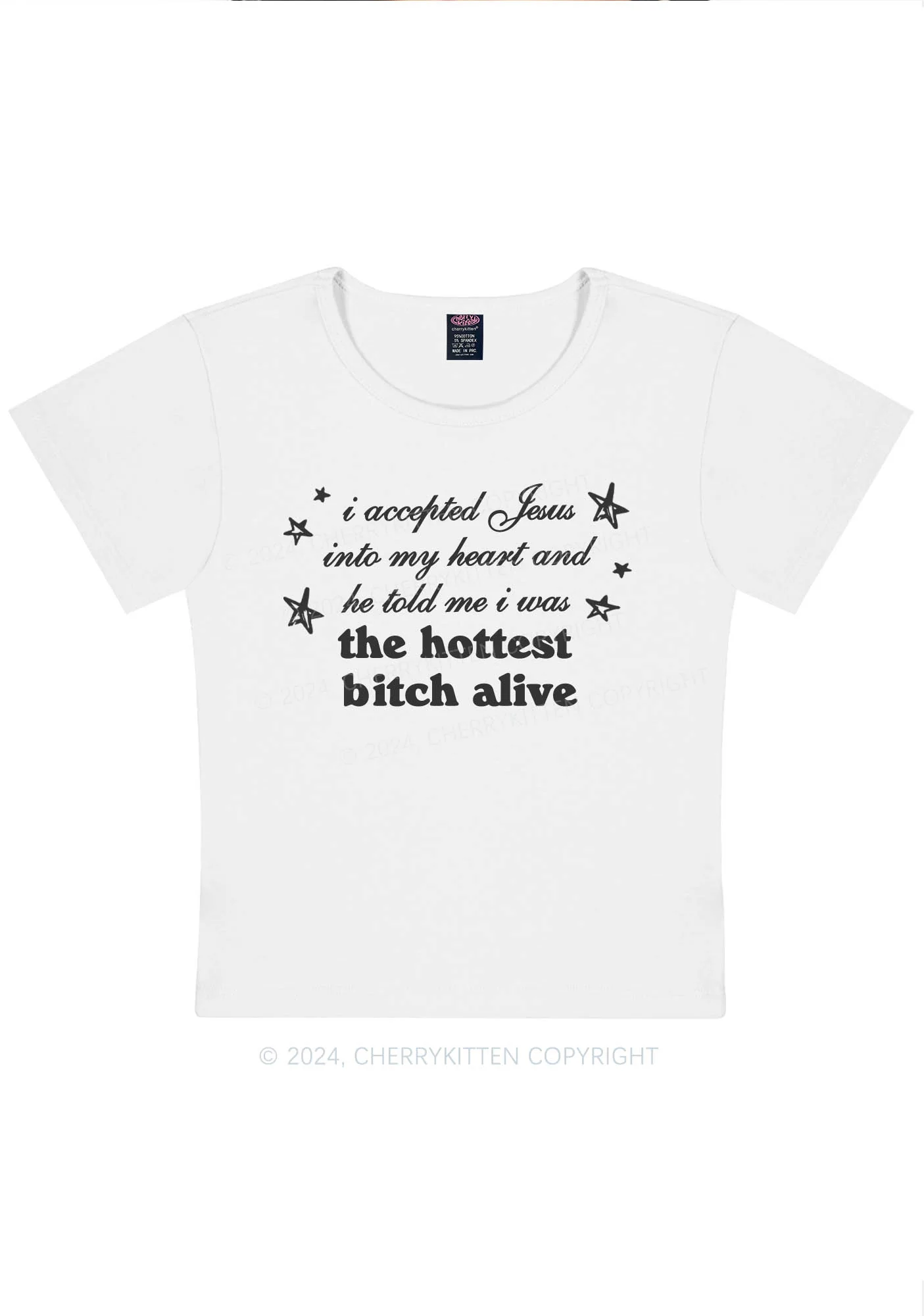 Curvy The Hottest Bxxch Y2K Baby Tee Cherrykitten - Image 3