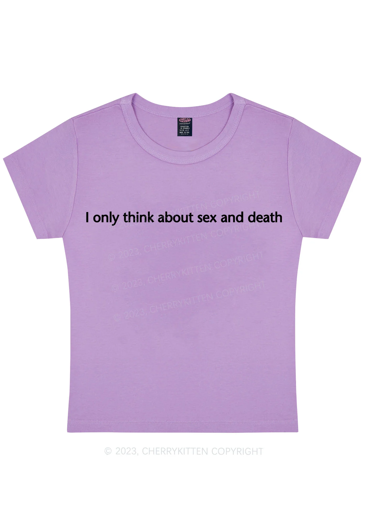 Curvy Think About Death Y2K Baby Tee Cherrykitten - Image 4