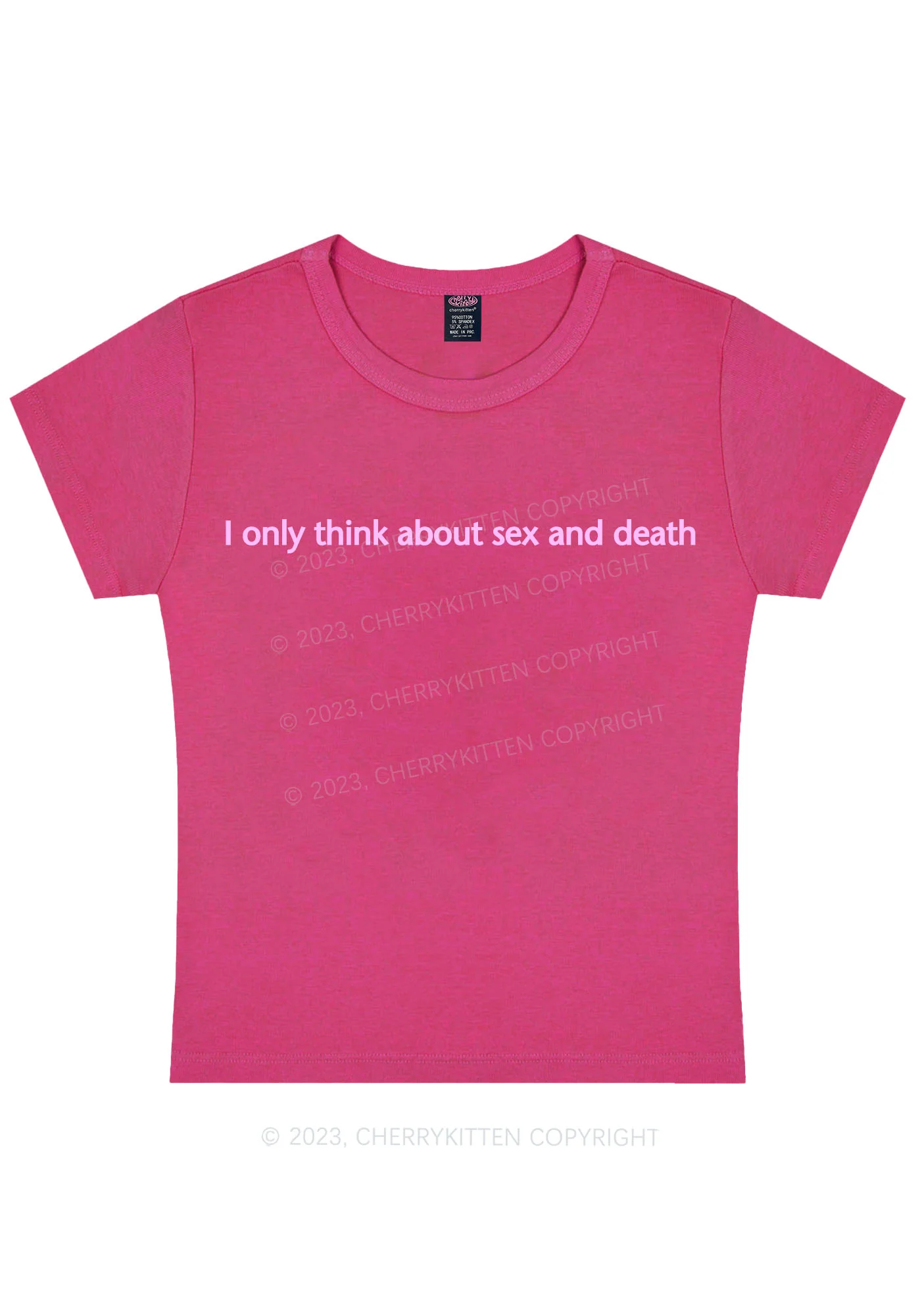 Curvy Think About Death Y2K Baby Tee Cherrykitten - Image 5