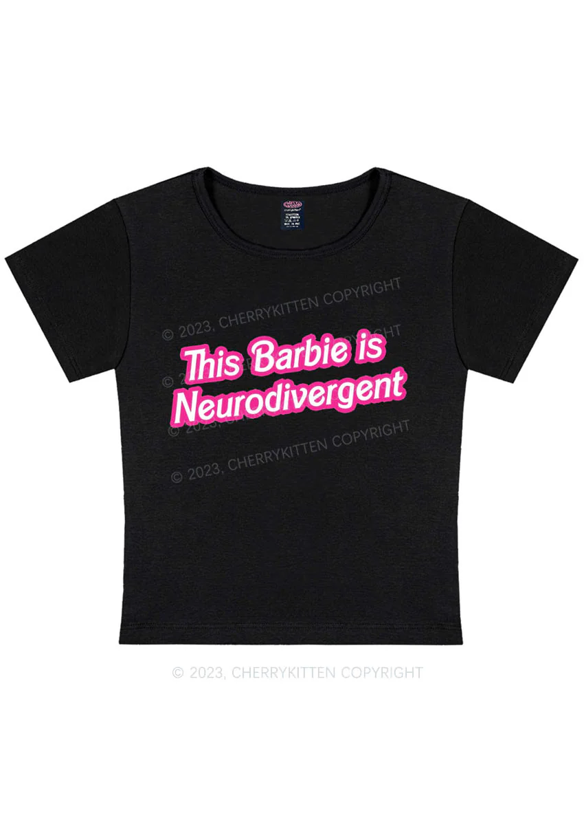 Curvy This Is Neurodivergent Y2K Baby Tee Cherrykitten - Image 2