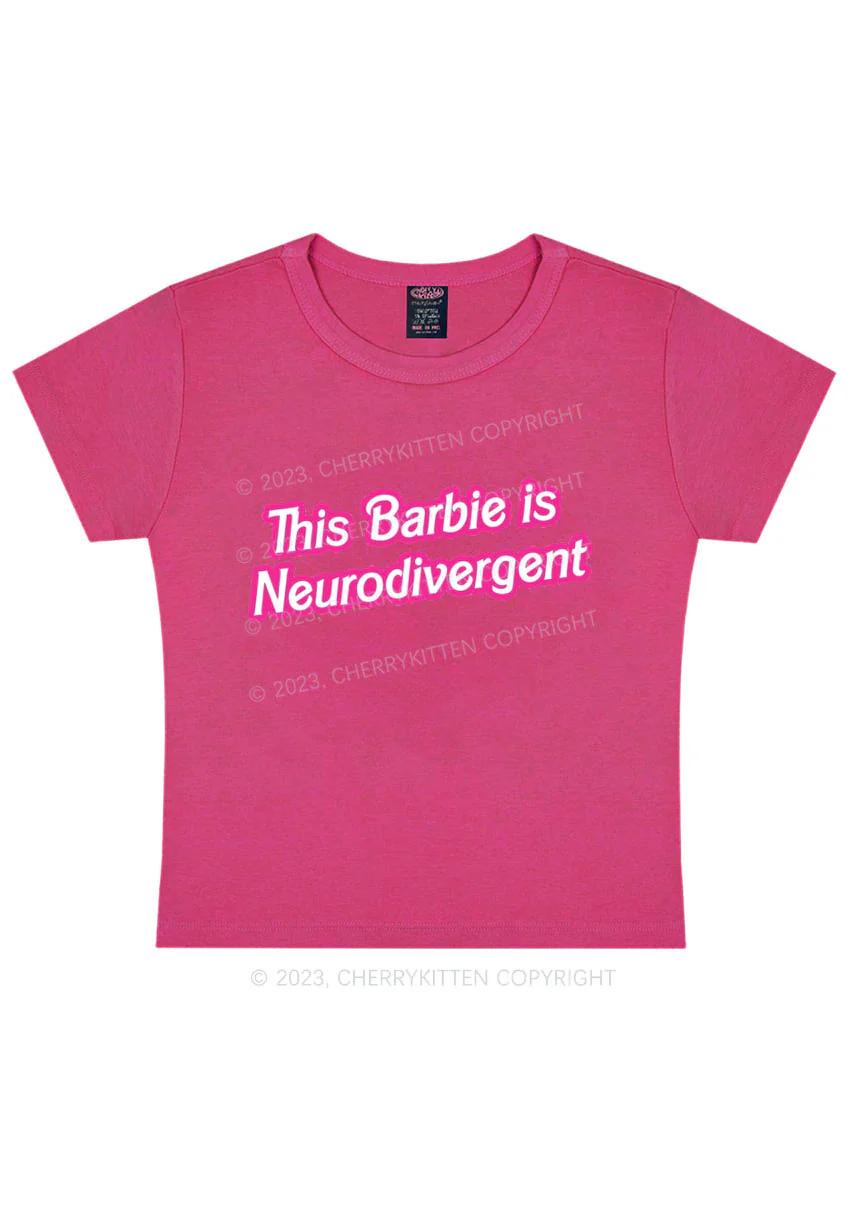 Curvy This Is Neurodivergent Y2K Baby Tee Cherrykitten - Image 5