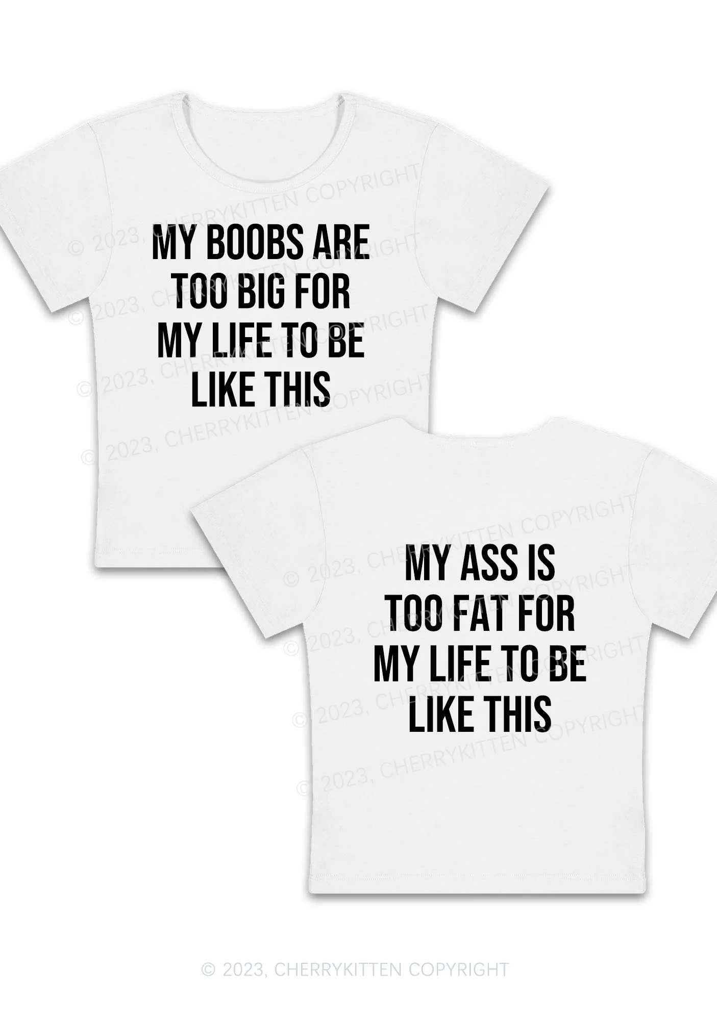 Curvy Too Big For My Life Y2K Baby Tee Cherrykitten - Image 2