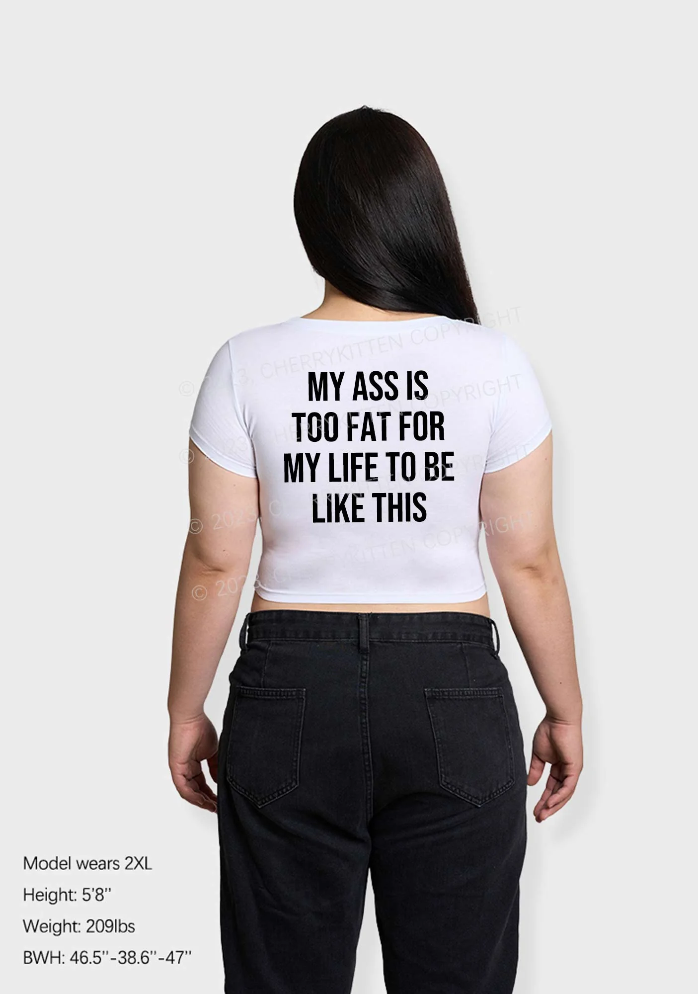 Curvy Too Big For My Life Y2K Baby Tee Cherrykitten - Image 3