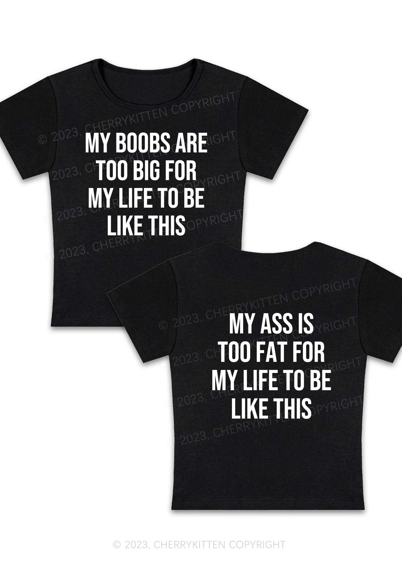Curvy Too Big For My Life Y2K Baby Tee Cherrykitten - Image 4