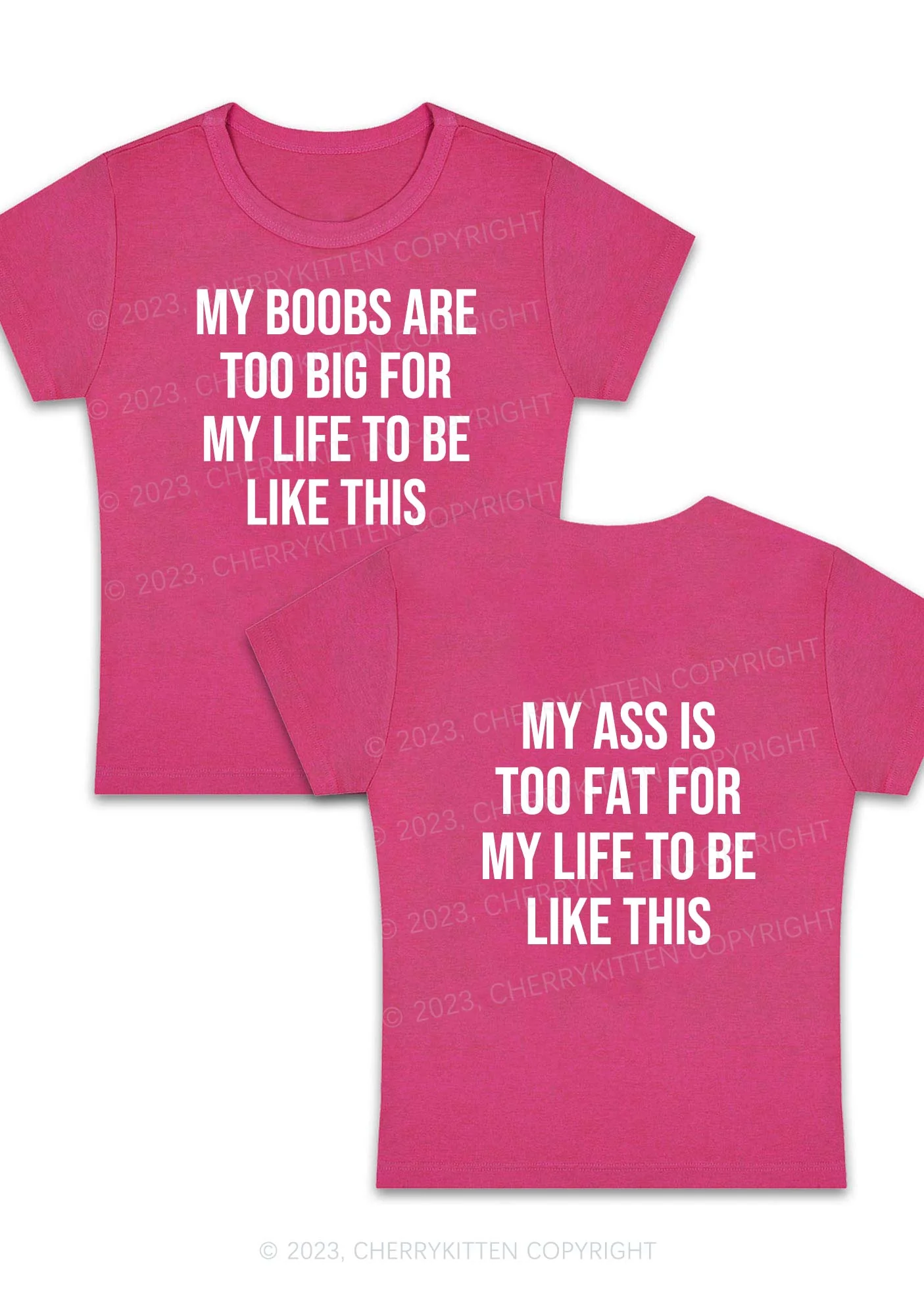 Curvy Too Big For My Life Y2K Baby Tee Cherrykitten - Image 5