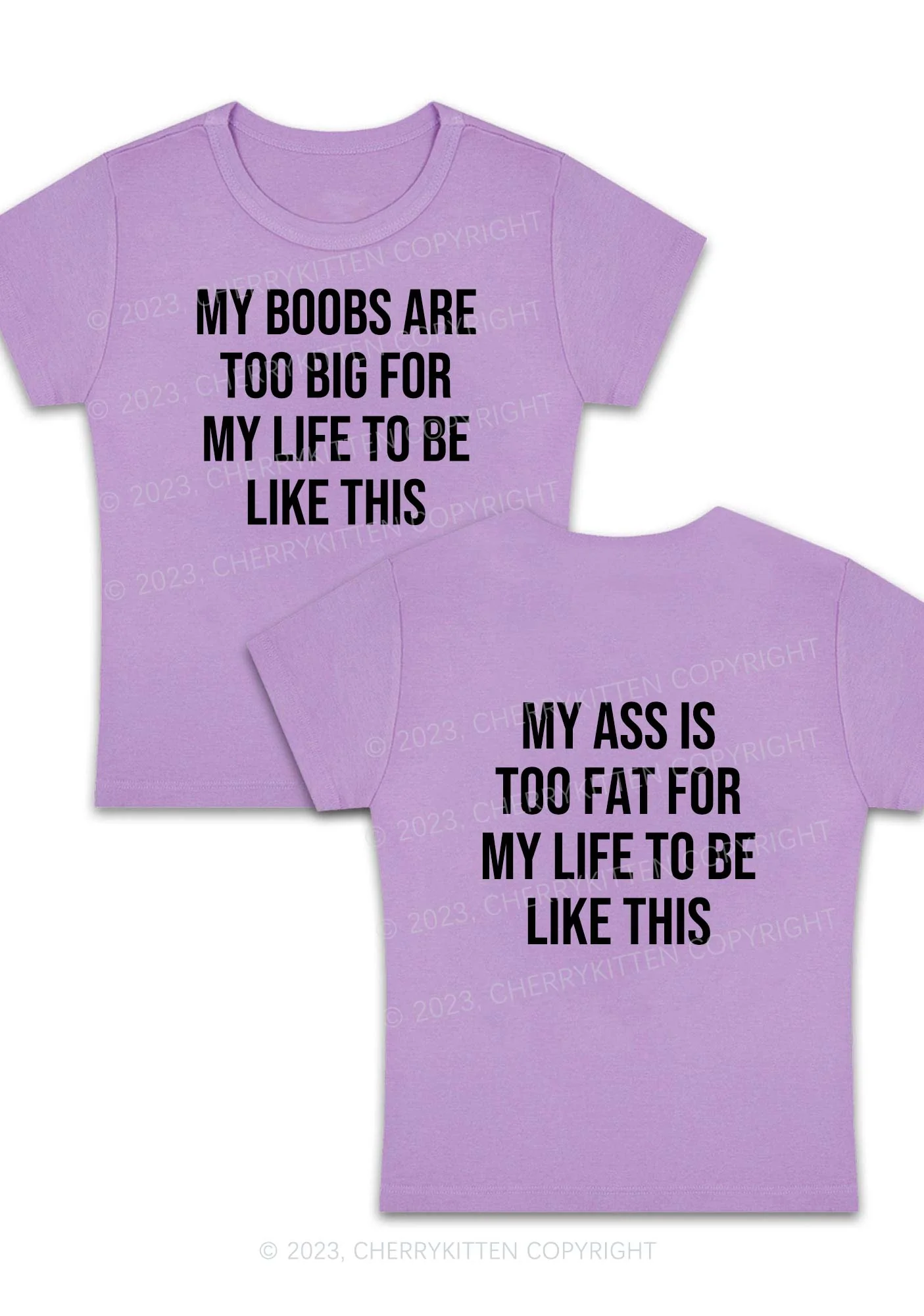 Curvy Too Big For My Life Y2K Baby Tee Cherrykitten - Image 6