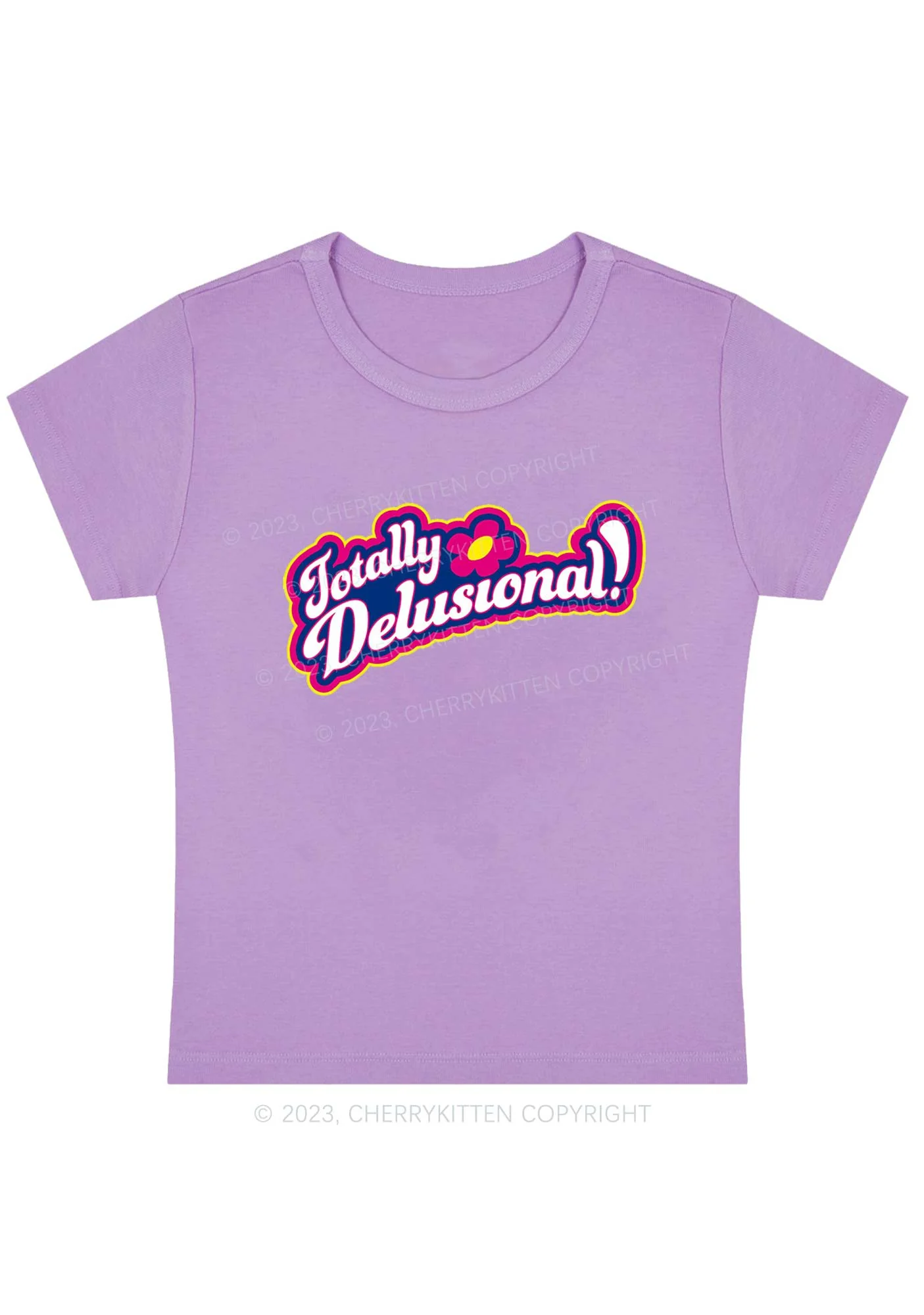 Curvy Totally Delusional Y2K Baby Tee Cherrykitten - Image 5