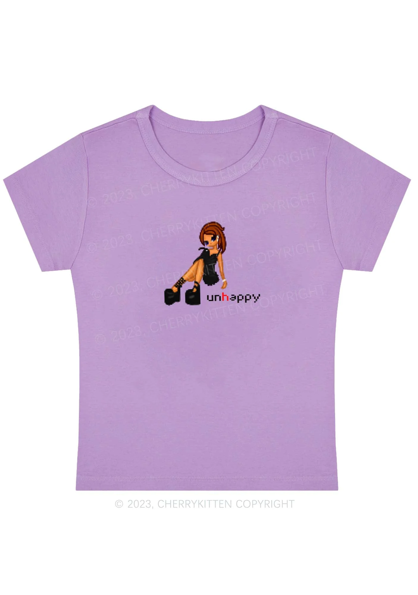 Curvy Unhappy Punk Girl Y2K Baby Tee Cherrykitten - Image 2