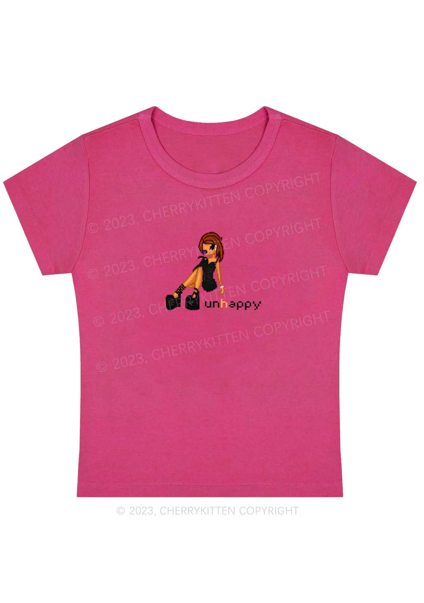 Curvy Unhappy Punk Girl Y2K Baby Tee Cherrykitten - Image 4