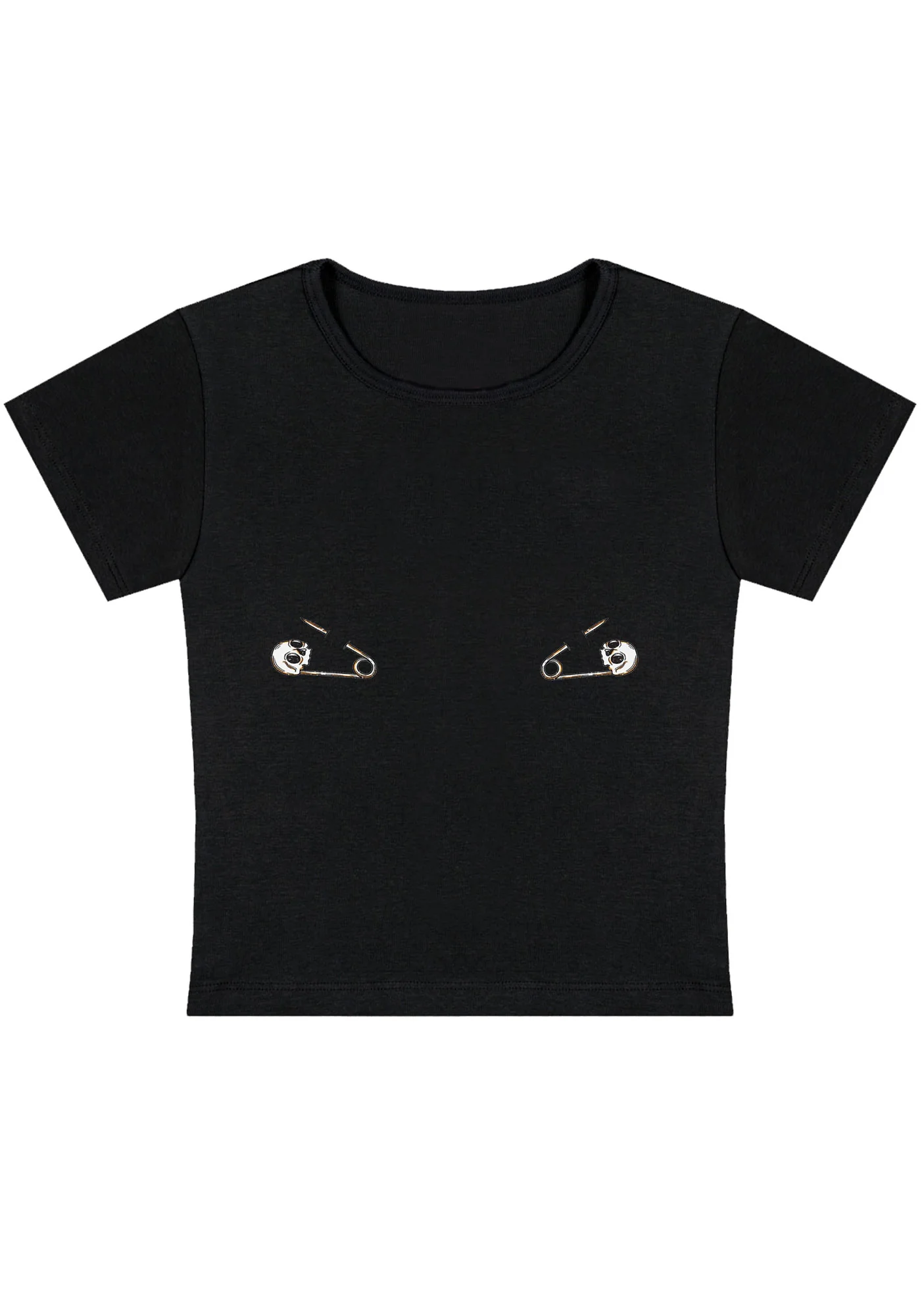 Curvy Vintage Skull Pin Baby Tee - Image 3