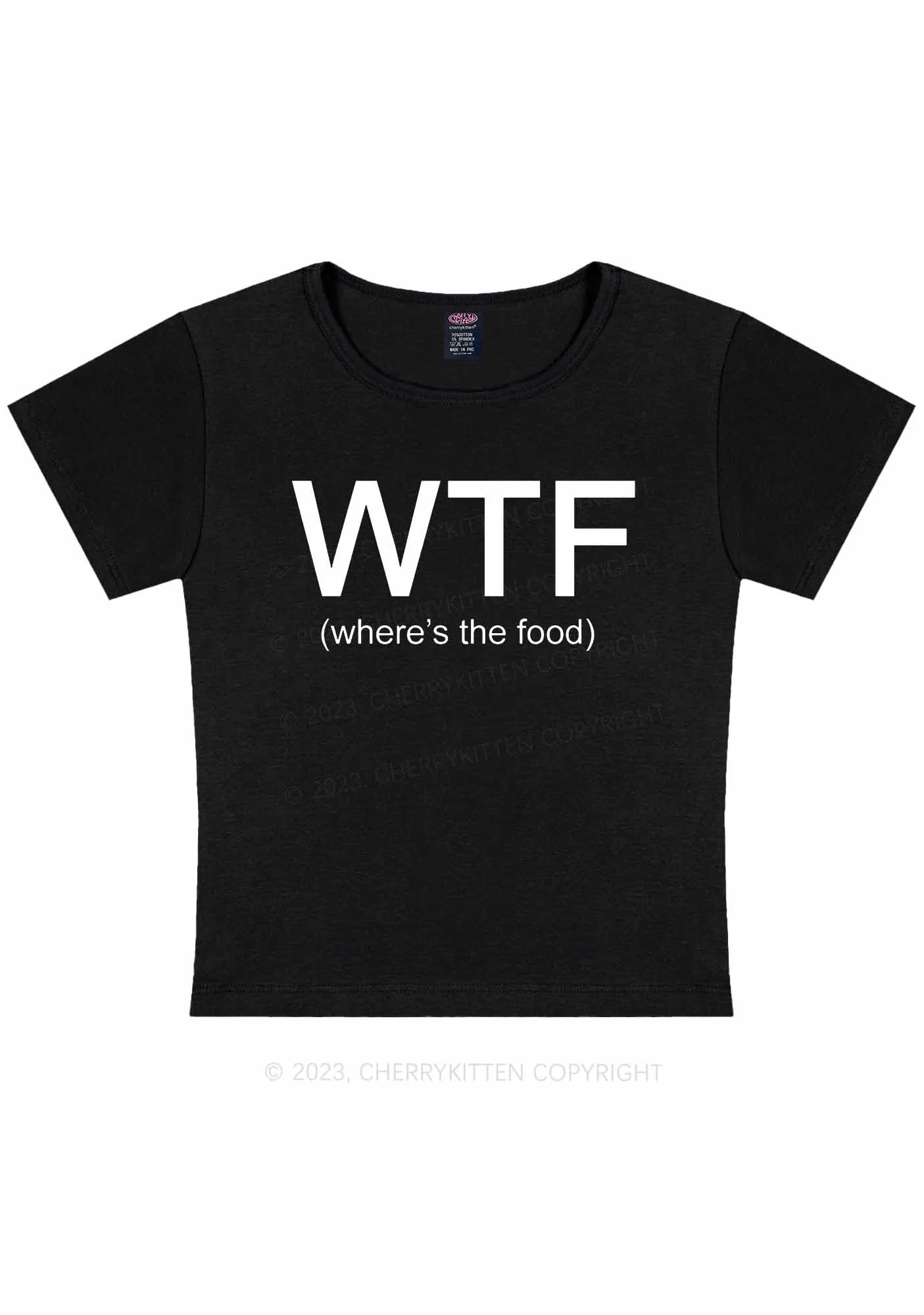 Curvy Where's The Food Y2K Baby Tee Cherrykitten - Image 2