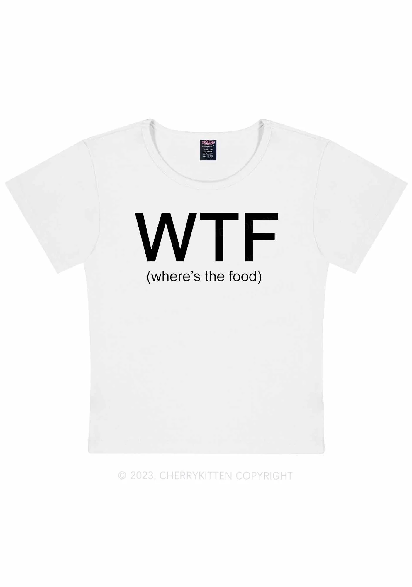 Curvy Where's The Food Y2K Baby Tee Cherrykitten - Image 3