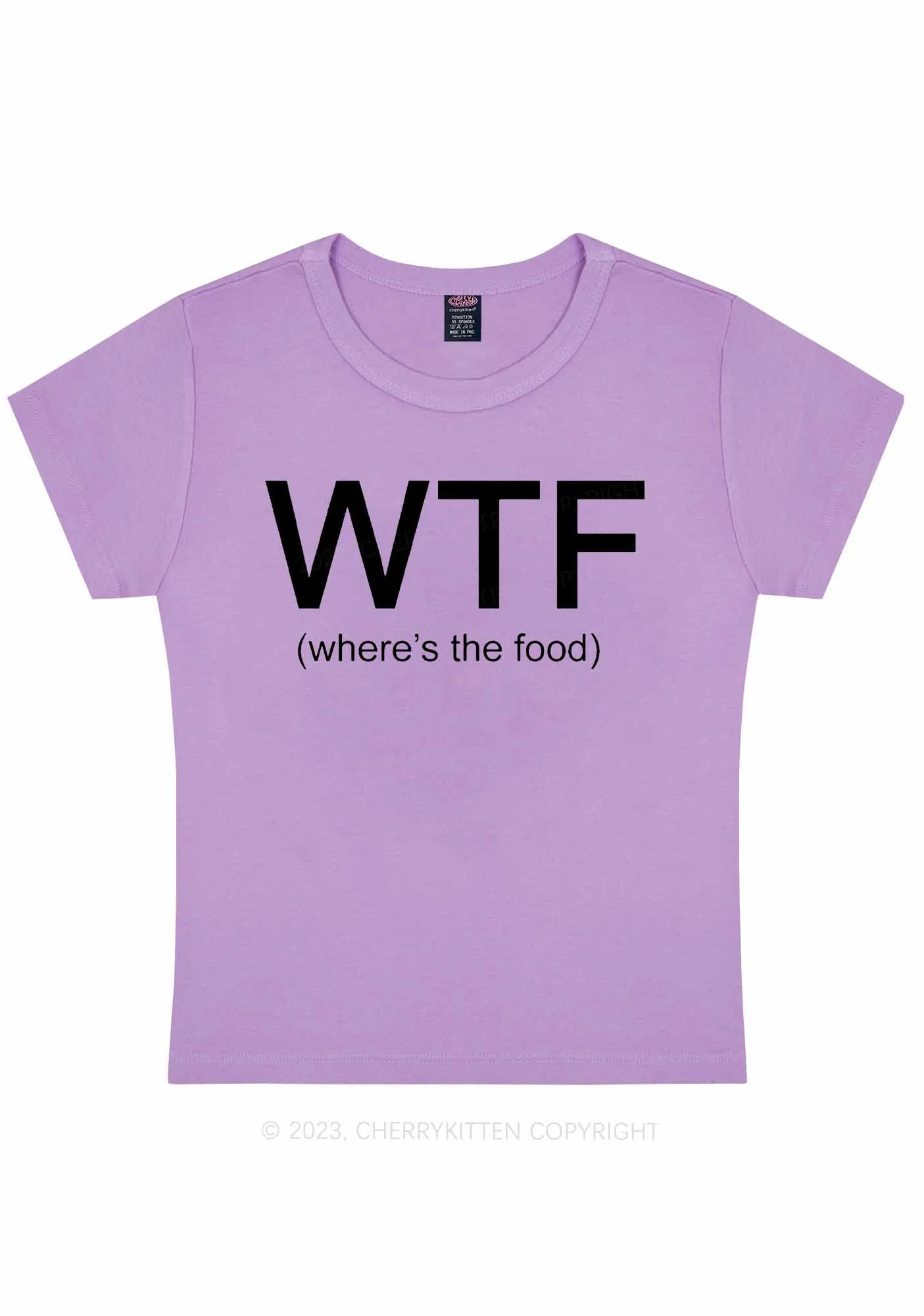 Curvy Where's The Food Y2K Baby Tee Cherrykitten - Image 4