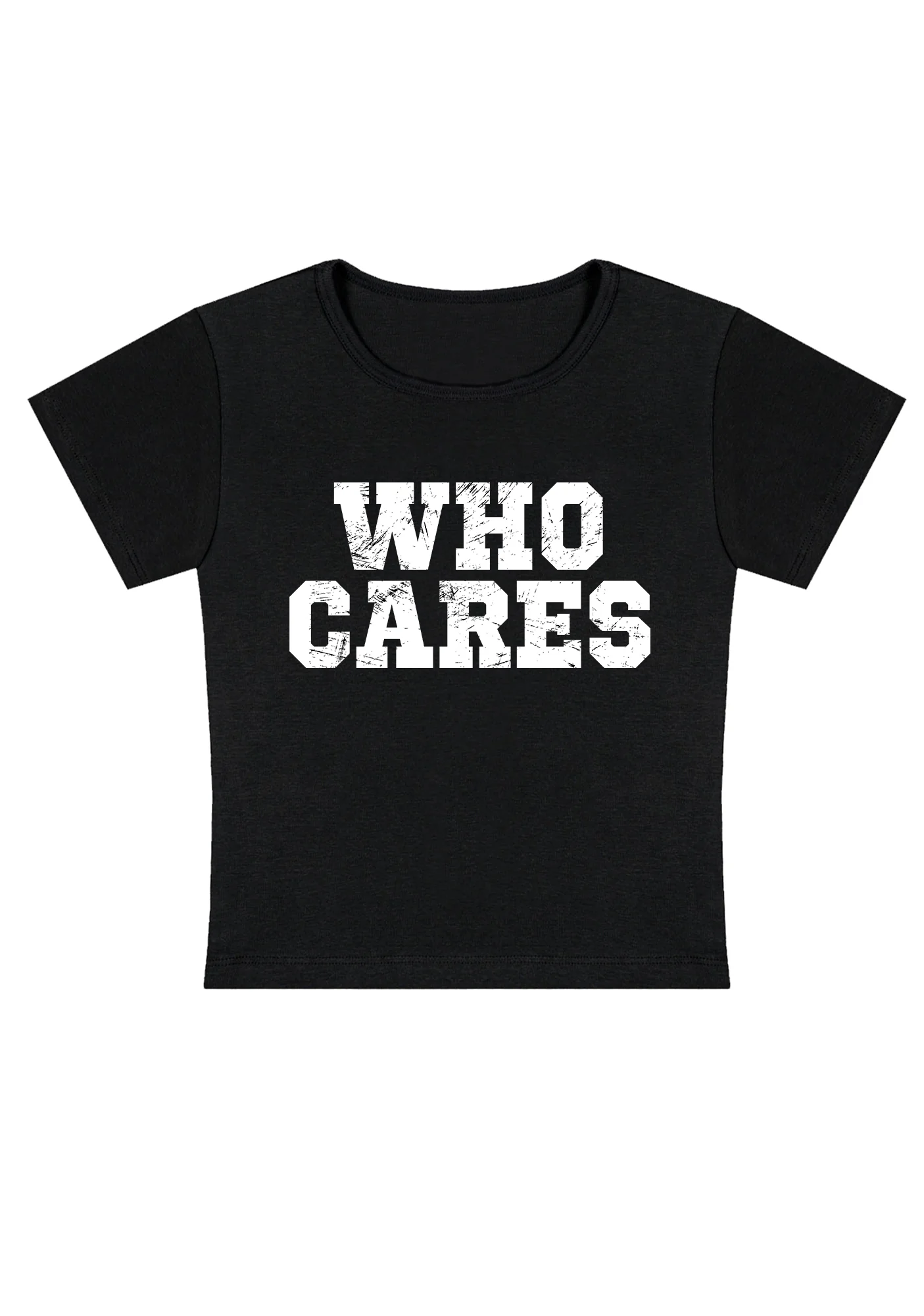 Curvy Who Cares Baby Tee - Image 5