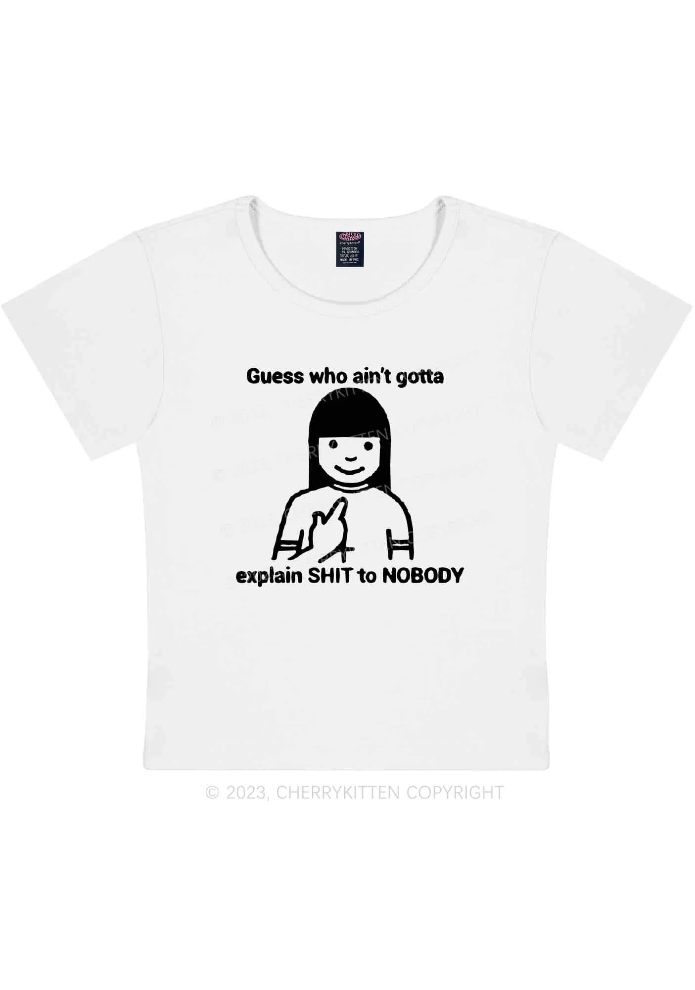 Curvy Who Explain Shxt To Nobody Y2K Baby Tee Cherrykitten - Image 2