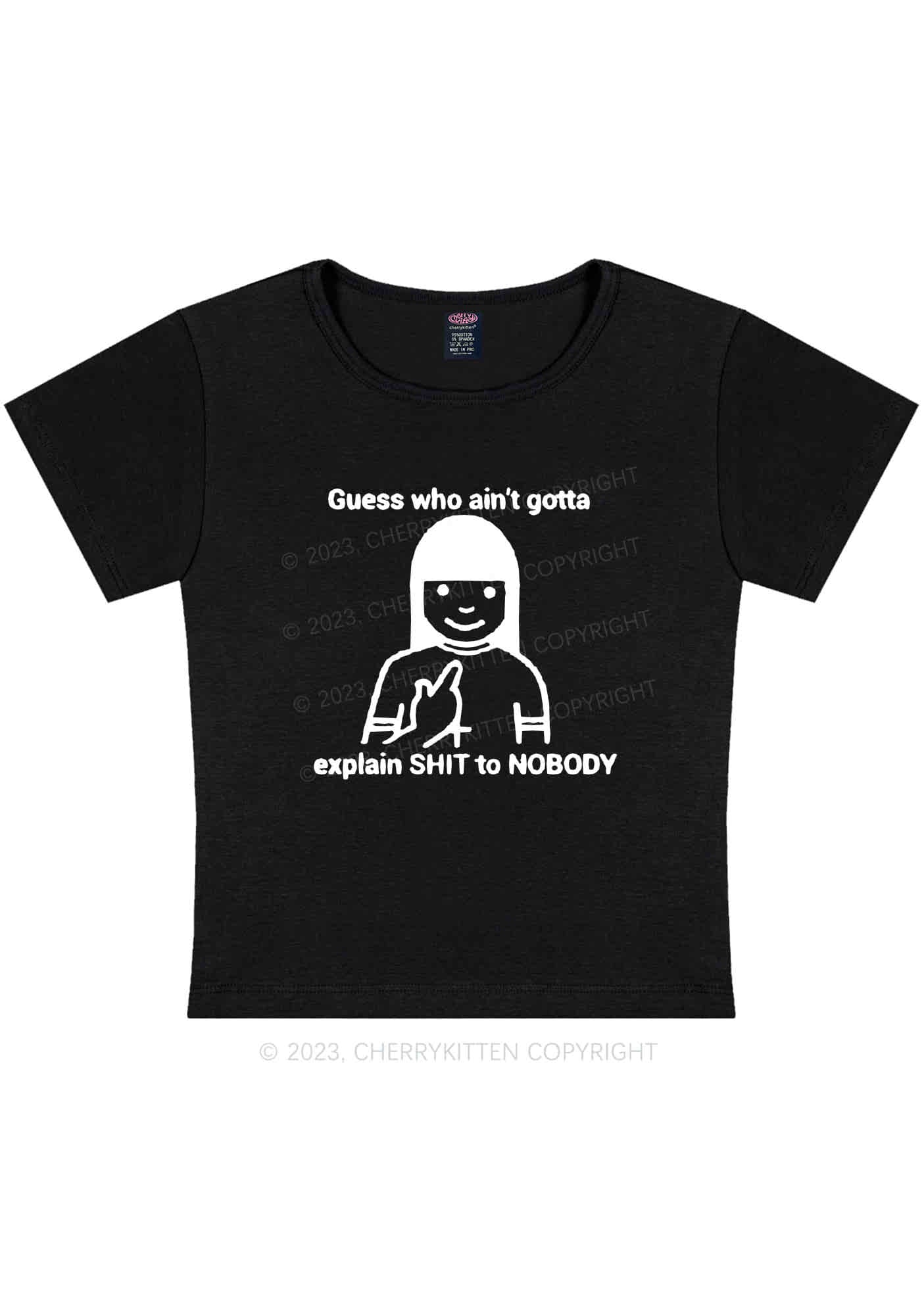 Curvy Who Explain Shxt To Nobody Y2K Baby Tee Cherrykitten - Image 3