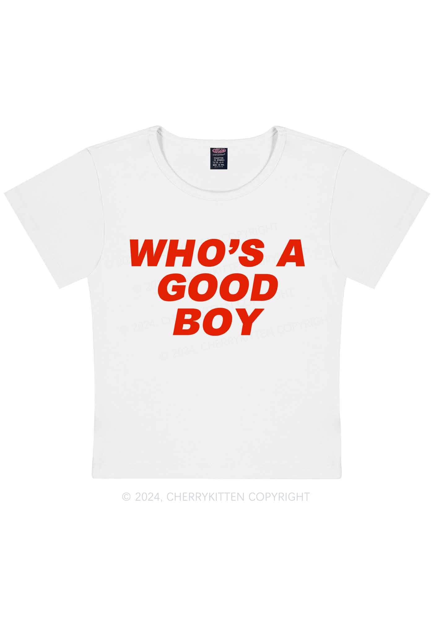 Curvy Who's A Good Boy Y2K Baby Tee Cherrykitten - Image 2