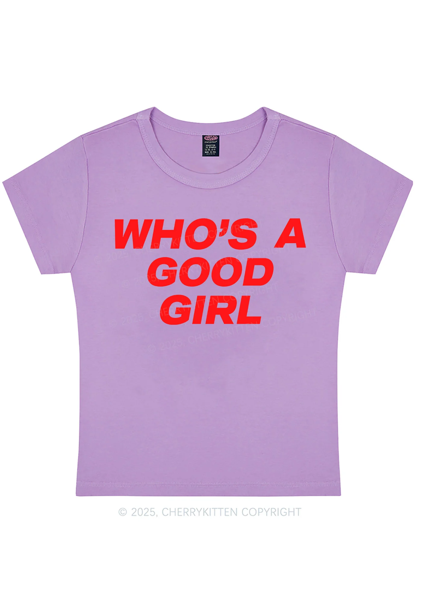 Curvy Whos A Good Girl Y2K Baby Tee Cherrykitten - Image 5