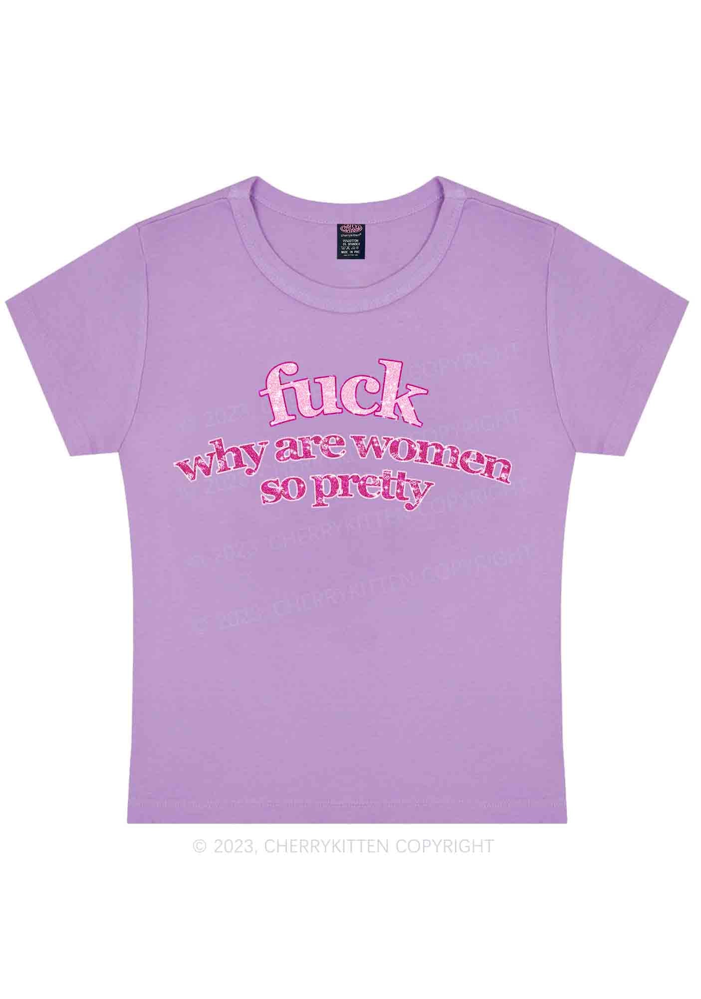Curvy Why Are Women So Pretty Y2K Baby Tee Cherrykitten - Image 4
