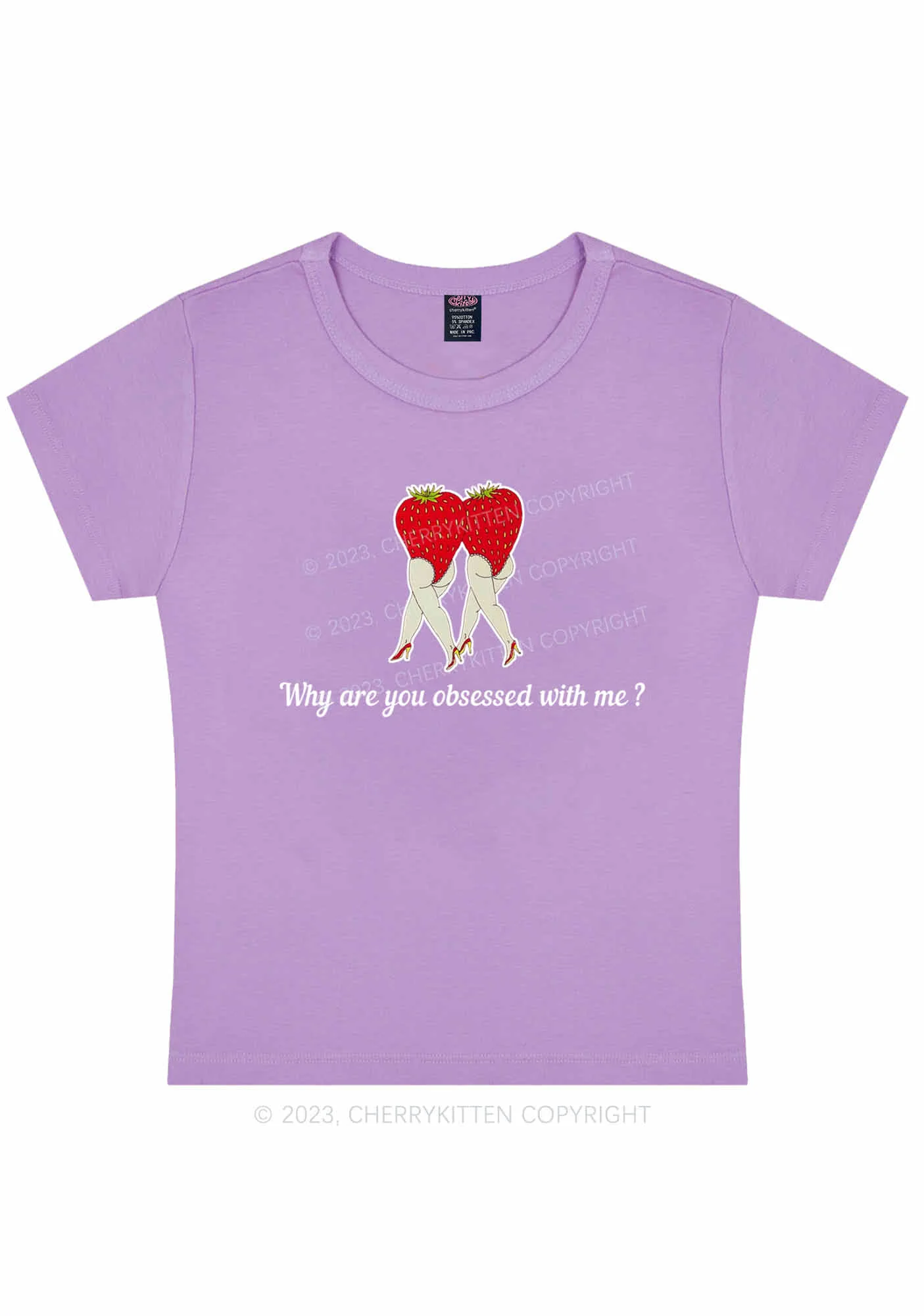Curvy Why Are You Obsessed With Strawberries Baby Tee Cherrykitten - Image 4