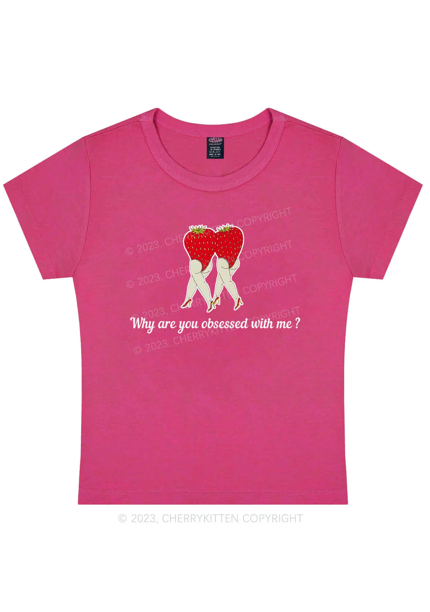 Curvy Why Are You Obsessed With Strawberries Baby Tee Cherrykitten - Image 5