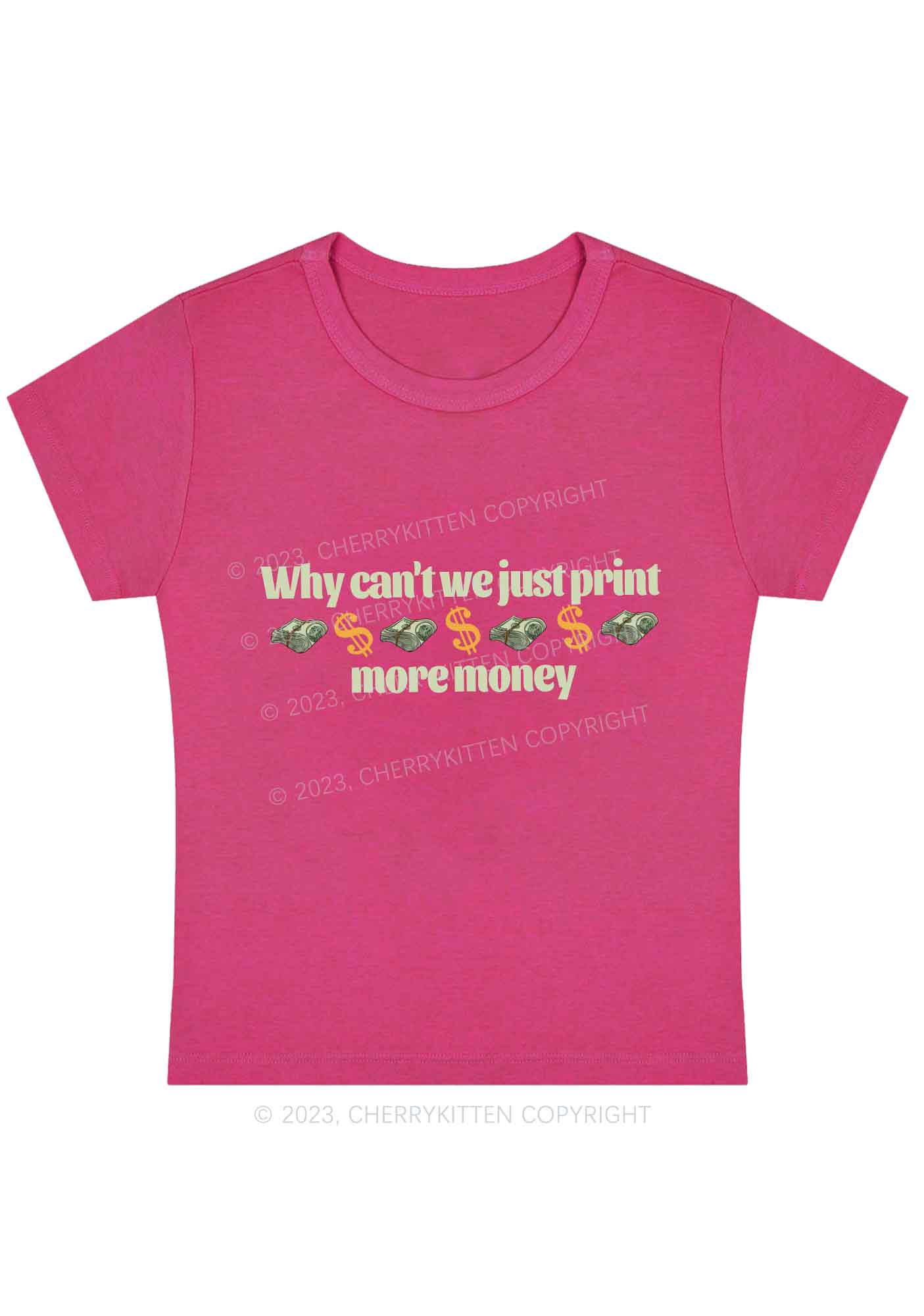 Curvy Why Can't We Just Print More Money Y2K Baby Tee Cherrykitten - Image 5