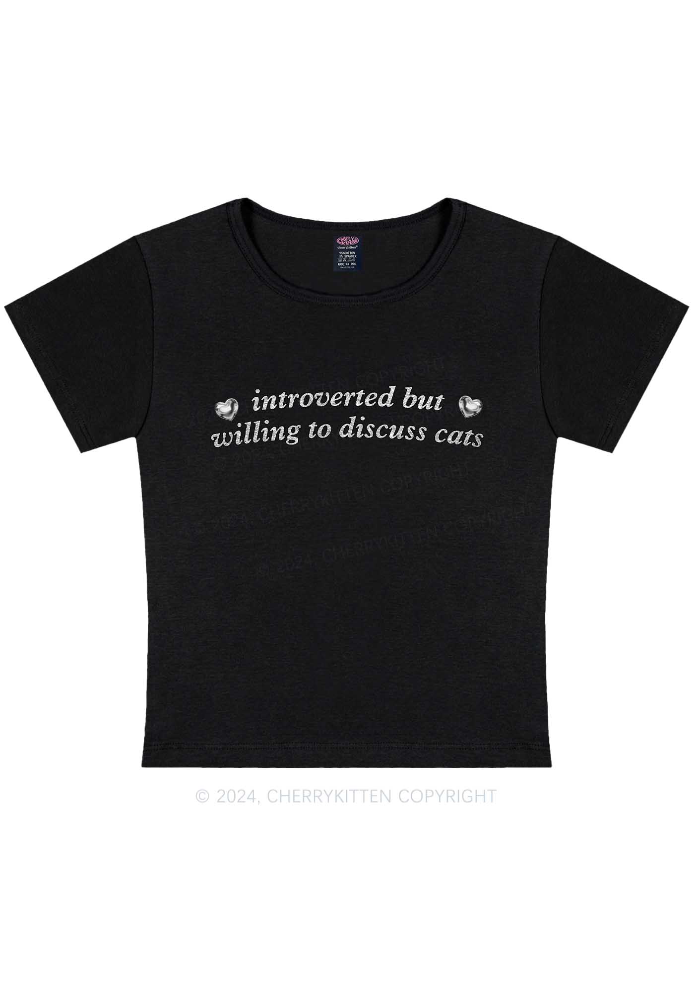 Curvy Willing To Discuss Cats Y2K Baby Tee Cherrykitten - Image 2