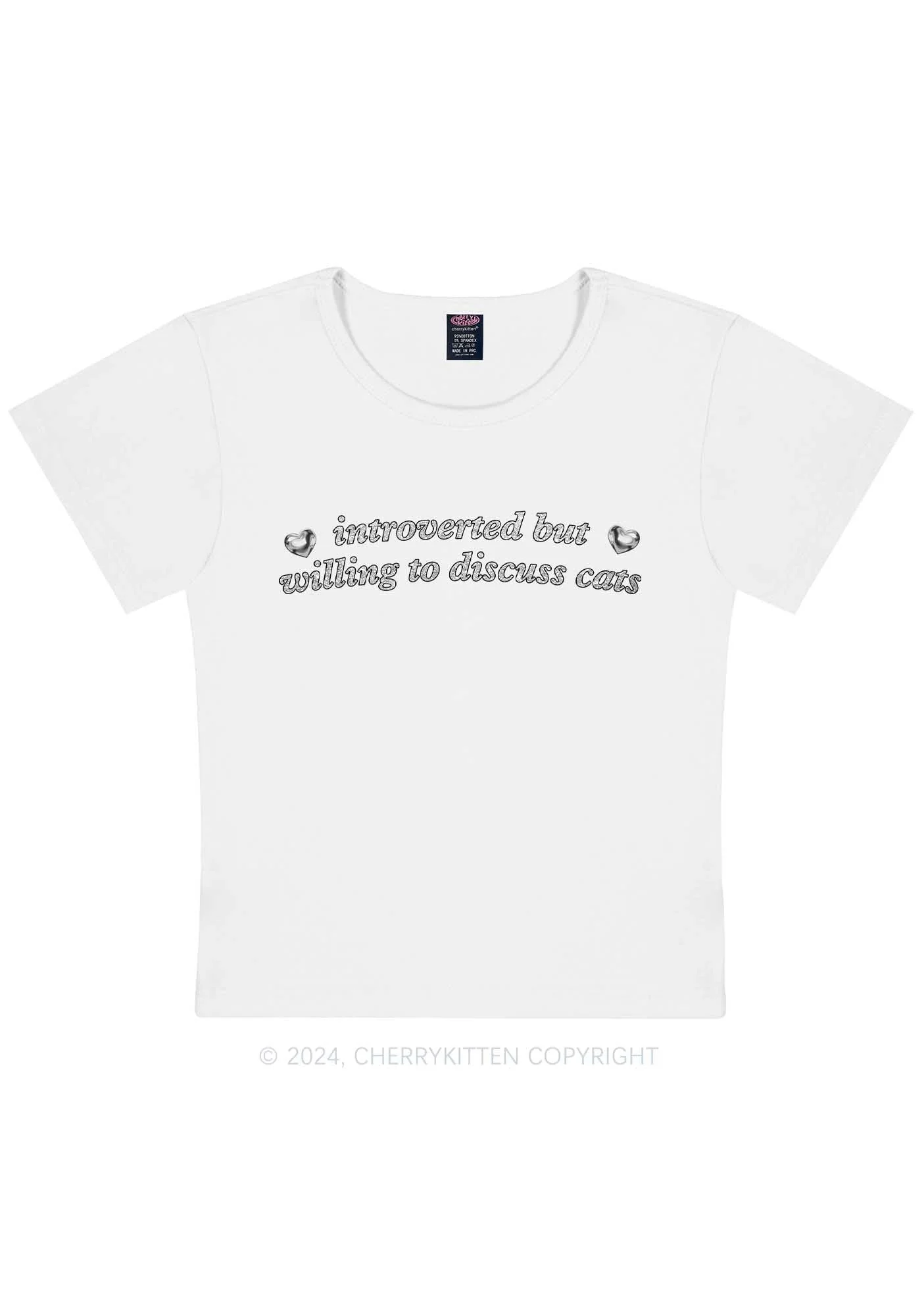 Curvy Willing To Discuss Cats Y2K Baby Tee Cherrykitten - Image 4