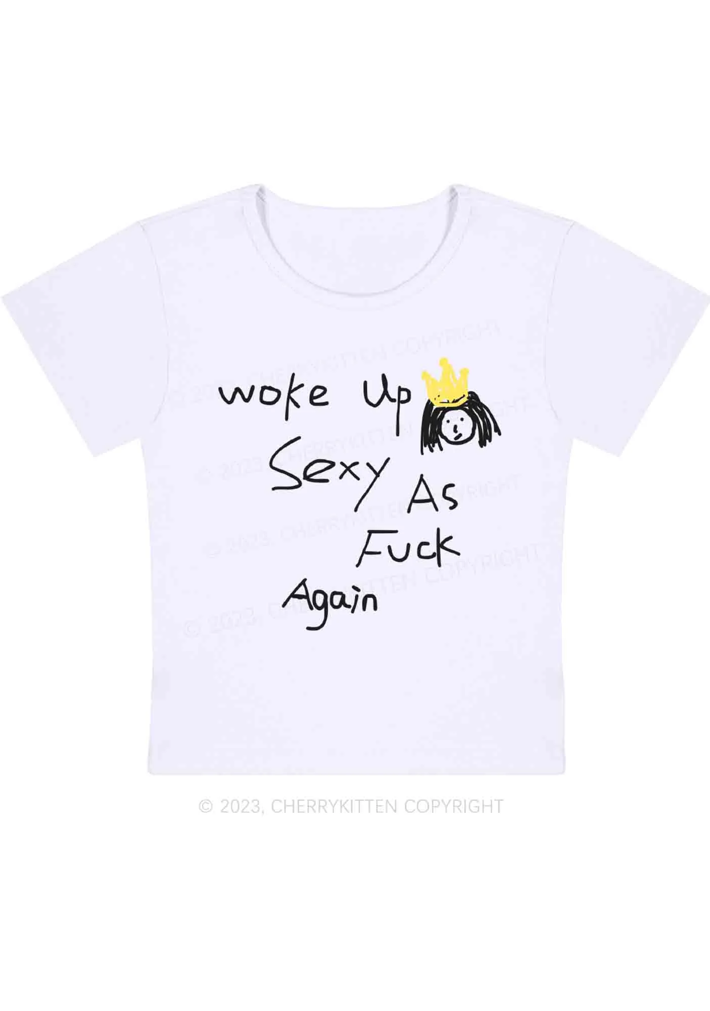 Curvy Woke Up As Fxxk Again Y2K Baby Tee Cherrykitten - Image 2