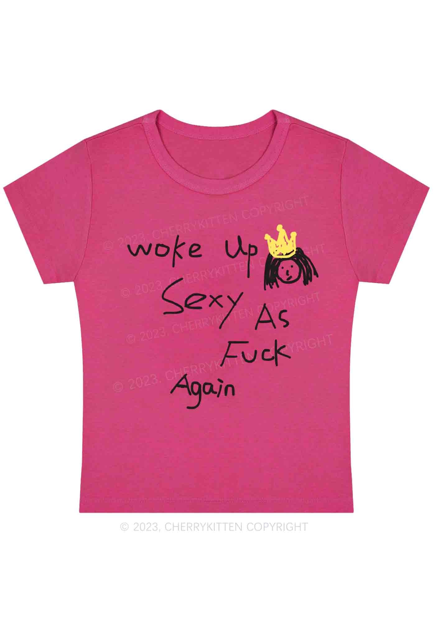 Curvy Woke Up As Fxxk Again Y2K Baby Tee Cherrykitten - Image 5