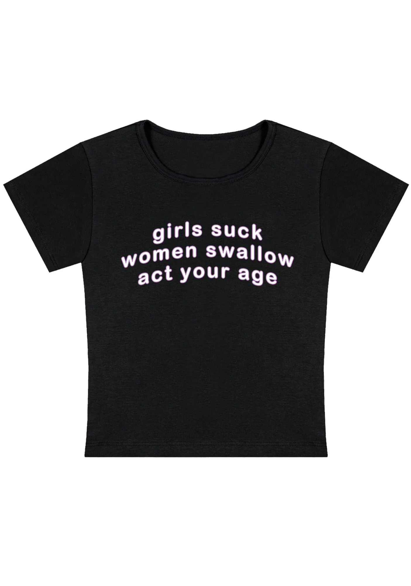 Curvy Women Swallow Act Your Age Baby Tee - Image 2