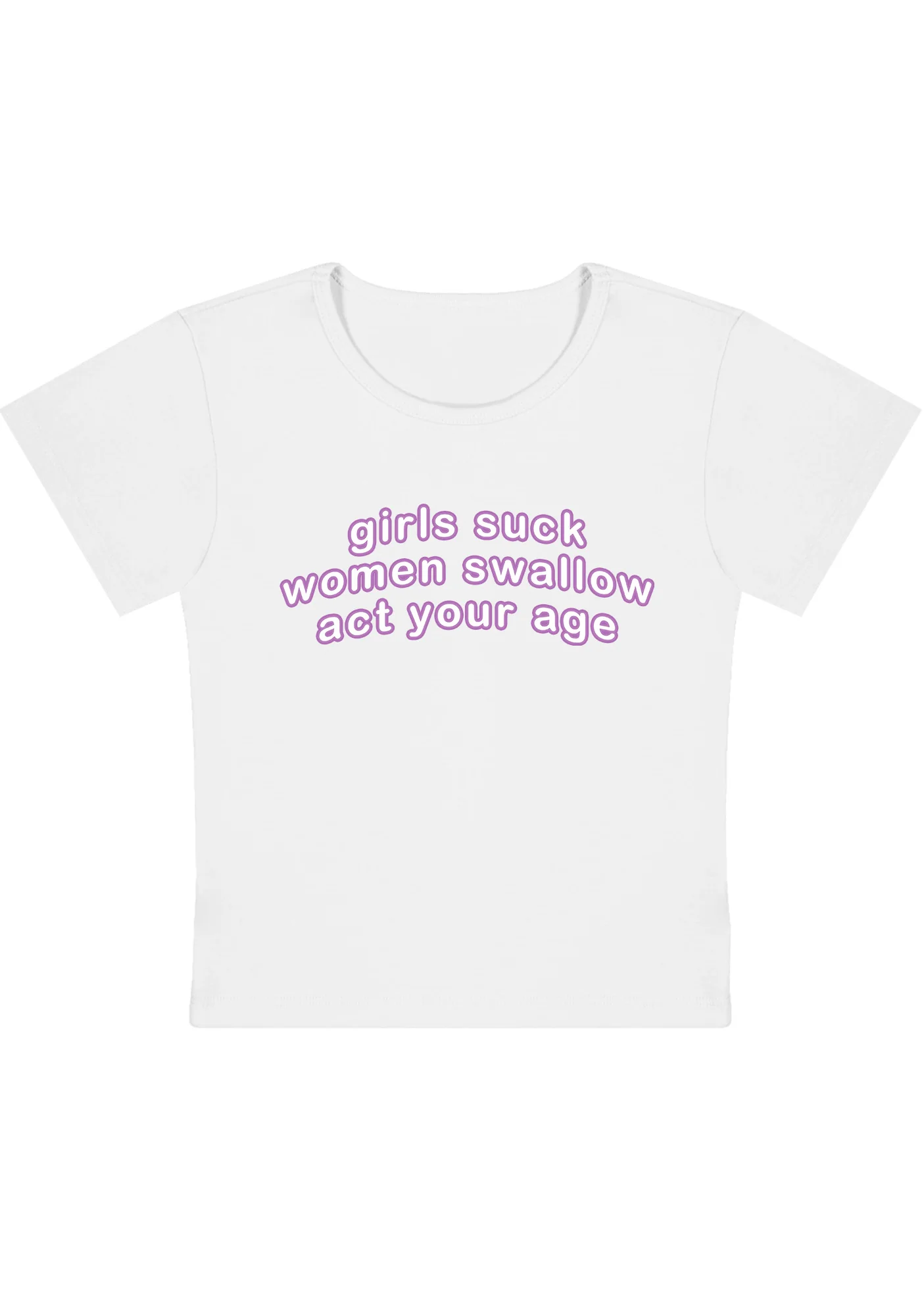 Curvy Women Swallow Act Your Age Baby Tee - Image 3
