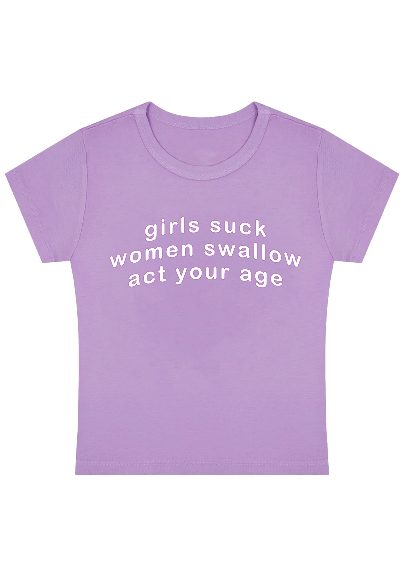 Curvy Women Swallow Act Your Age Baby Tee - Image 4