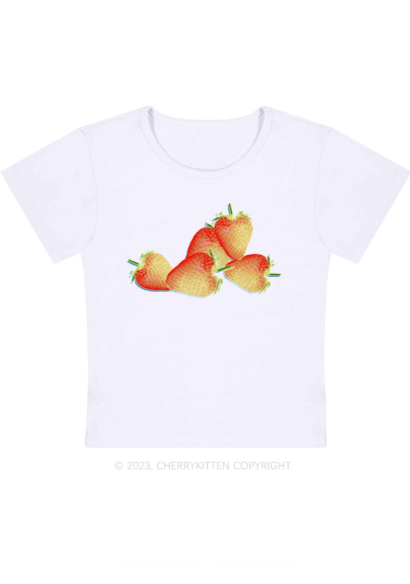 Curvy X Ray Strawberries Y2K Baby Tee Cherrykitten - Image 2