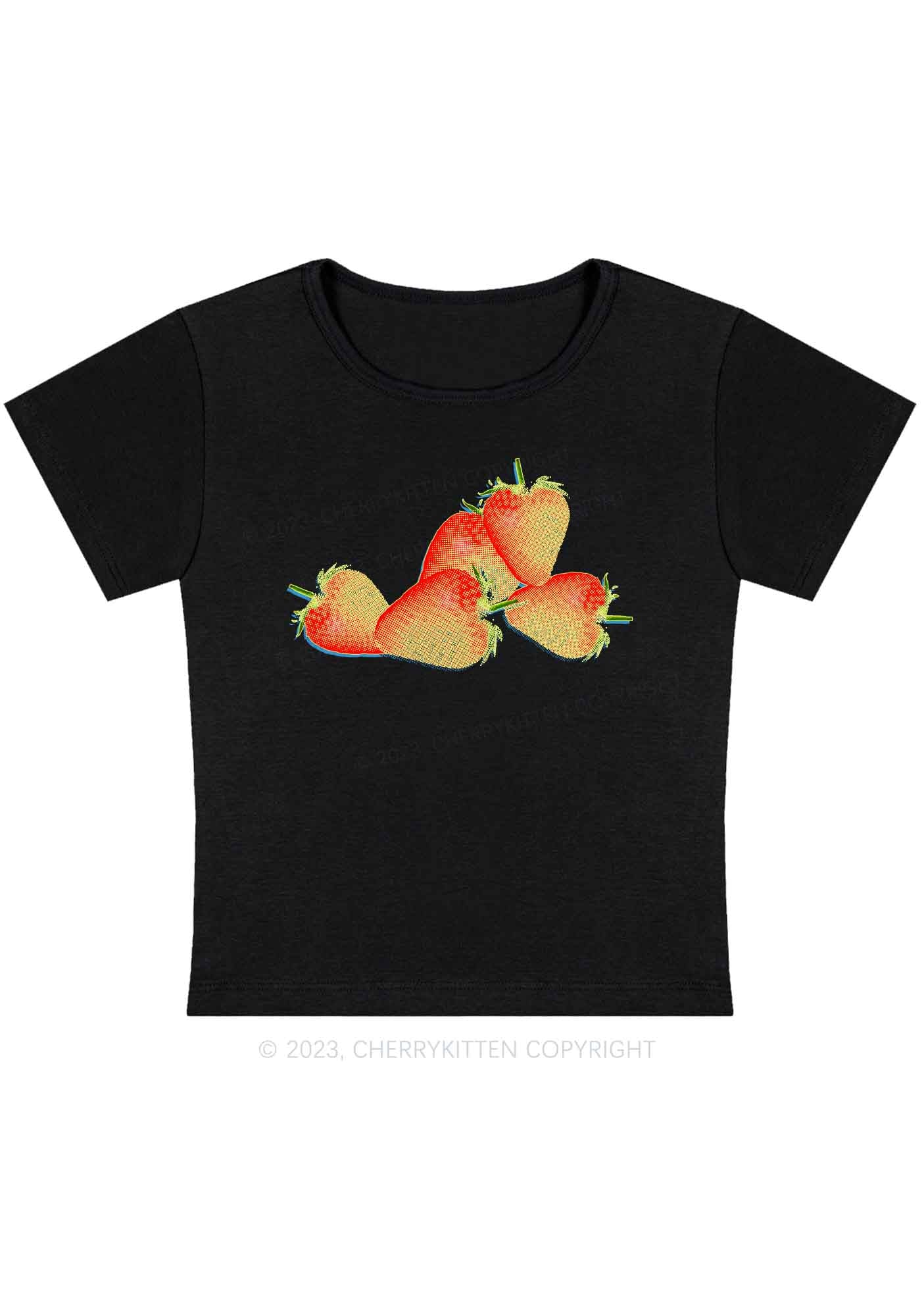 Curvy X Ray Strawberries Y2K Baby Tee Cherrykitten - Image 3