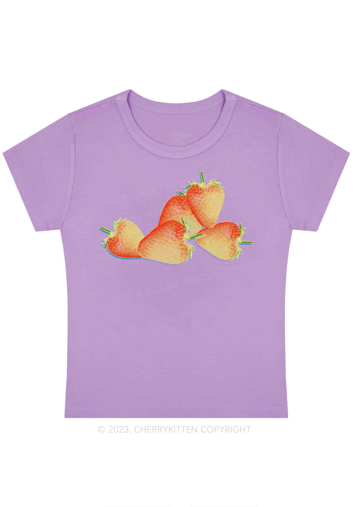 Curvy X Ray Strawberries Y2K Baby Tee Cherrykitten - Image 4