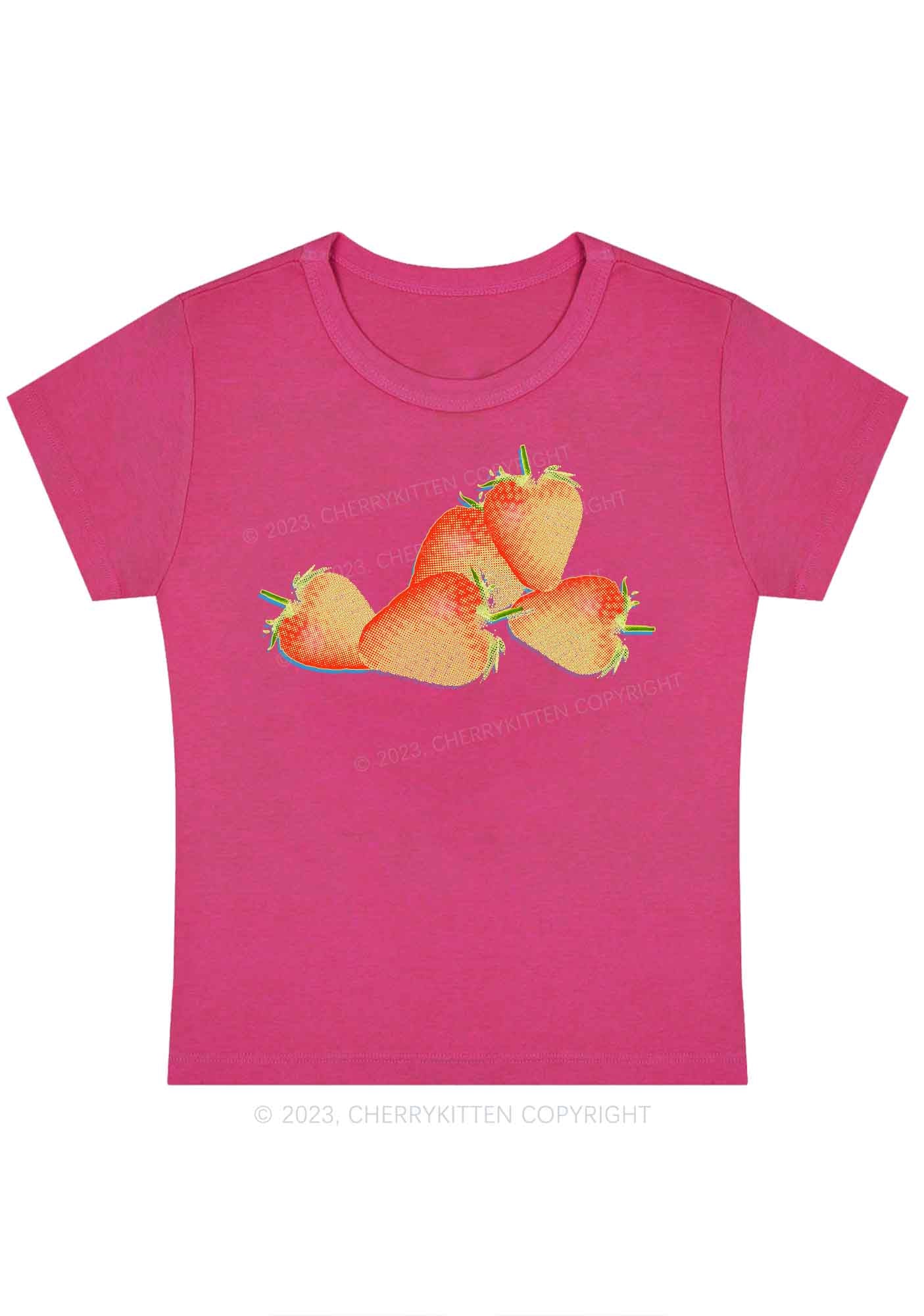 Curvy X Ray Strawberries Y2K Baby Tee Cherrykitten - Image 5