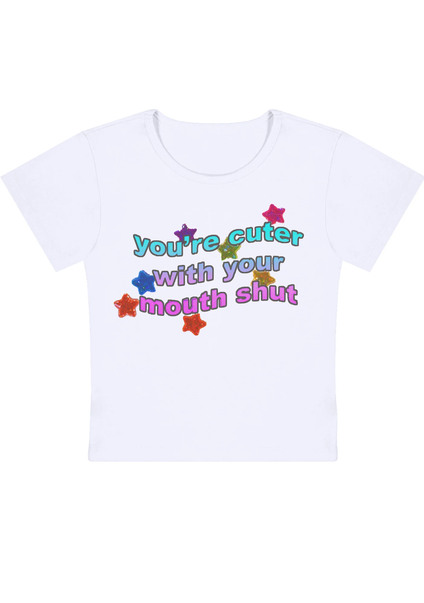 Curvy You're Cuter With Your Mouth Shut Baby Tee - Image 2