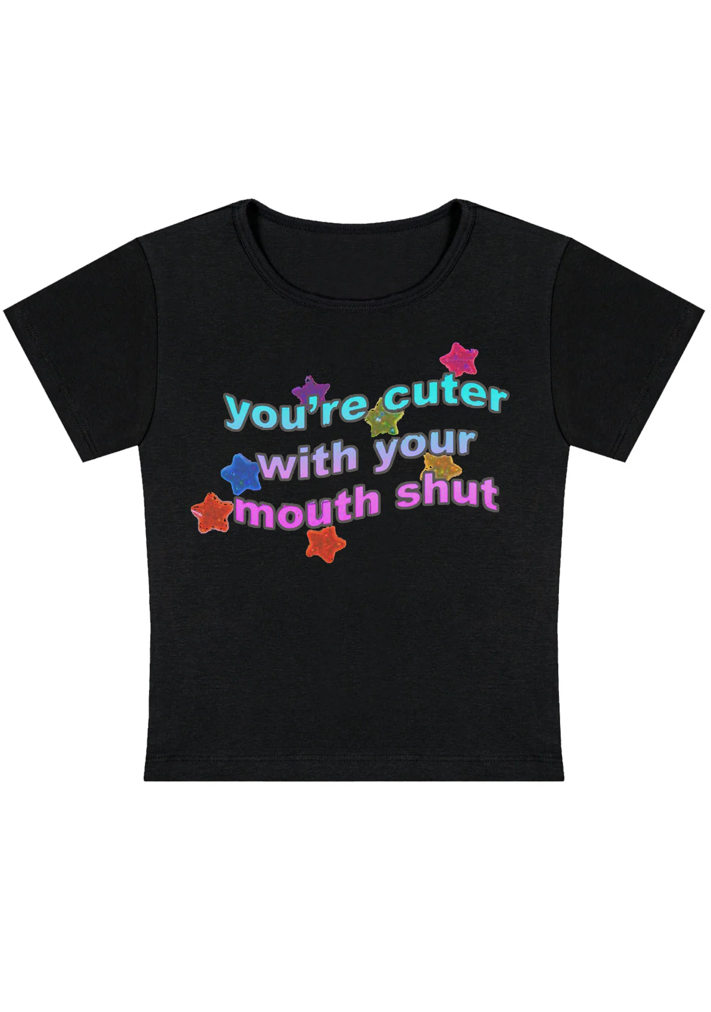 Curvy You're Cuter With Your Mouth Shut Baby Tee - Image 3