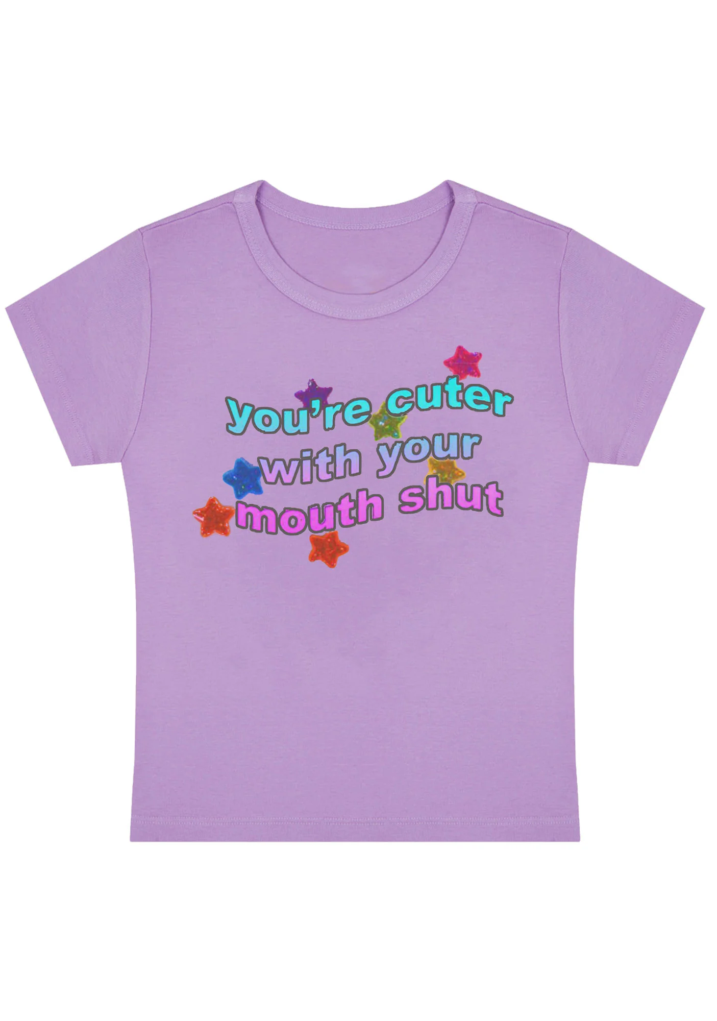 Curvy You're Cuter With Your Mouth Shut Baby Tee - Image 4