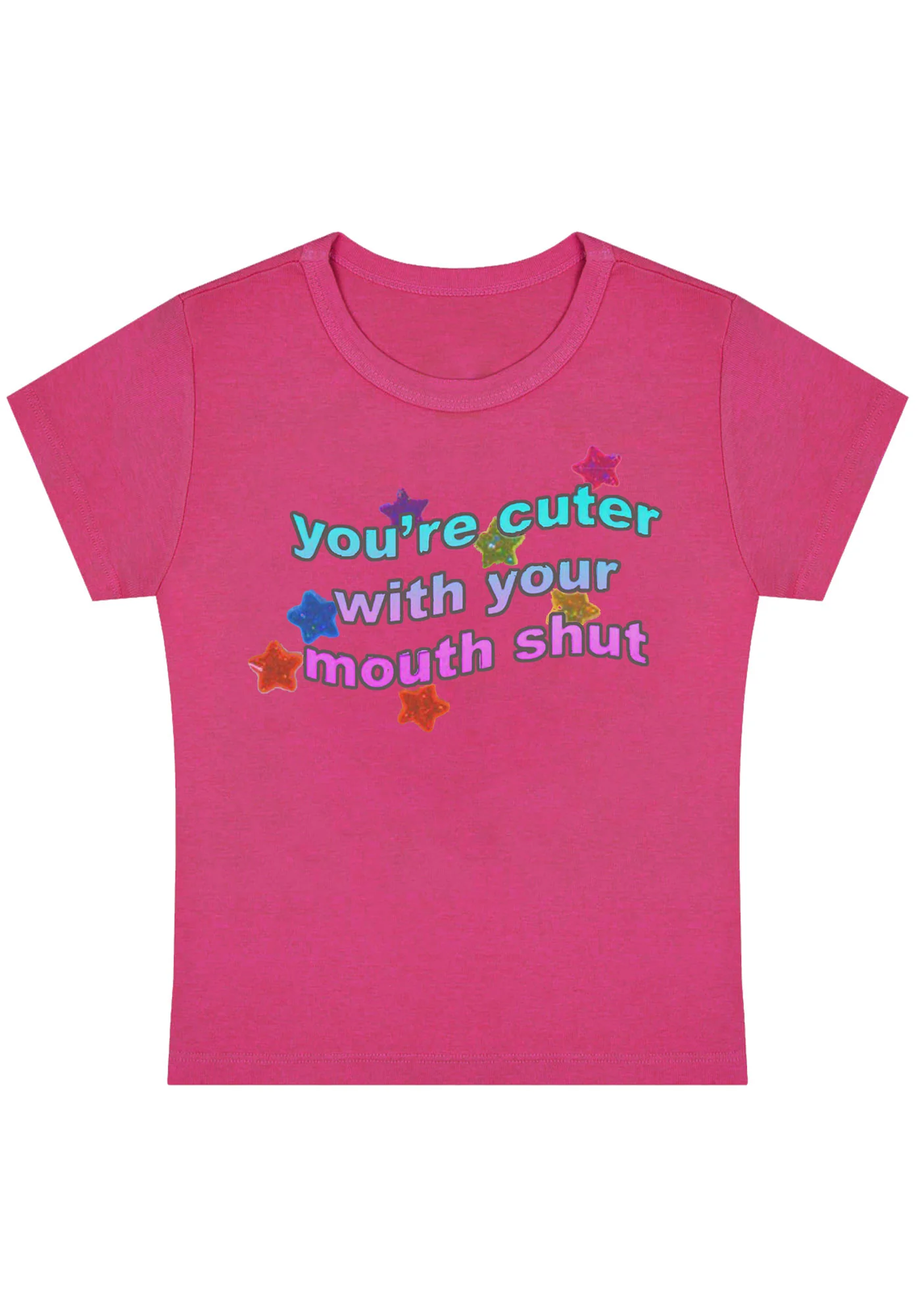 Curvy You're Cuter With Your Mouth Shut Baby Tee - Image 5