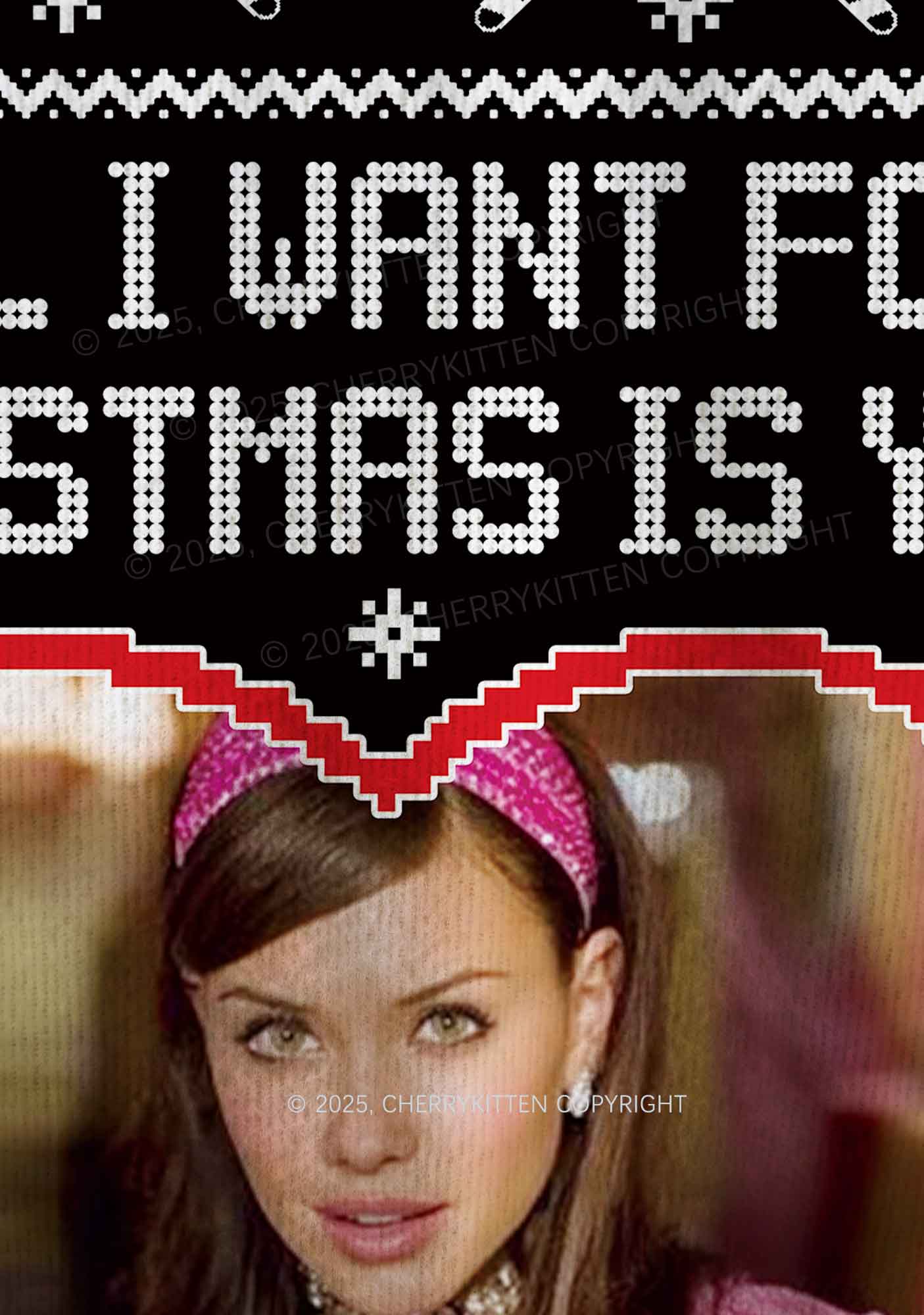 Custom All I Want For Christmas Y2K Christmas Knit Sweatshirt Cherrykitten - Image 6
