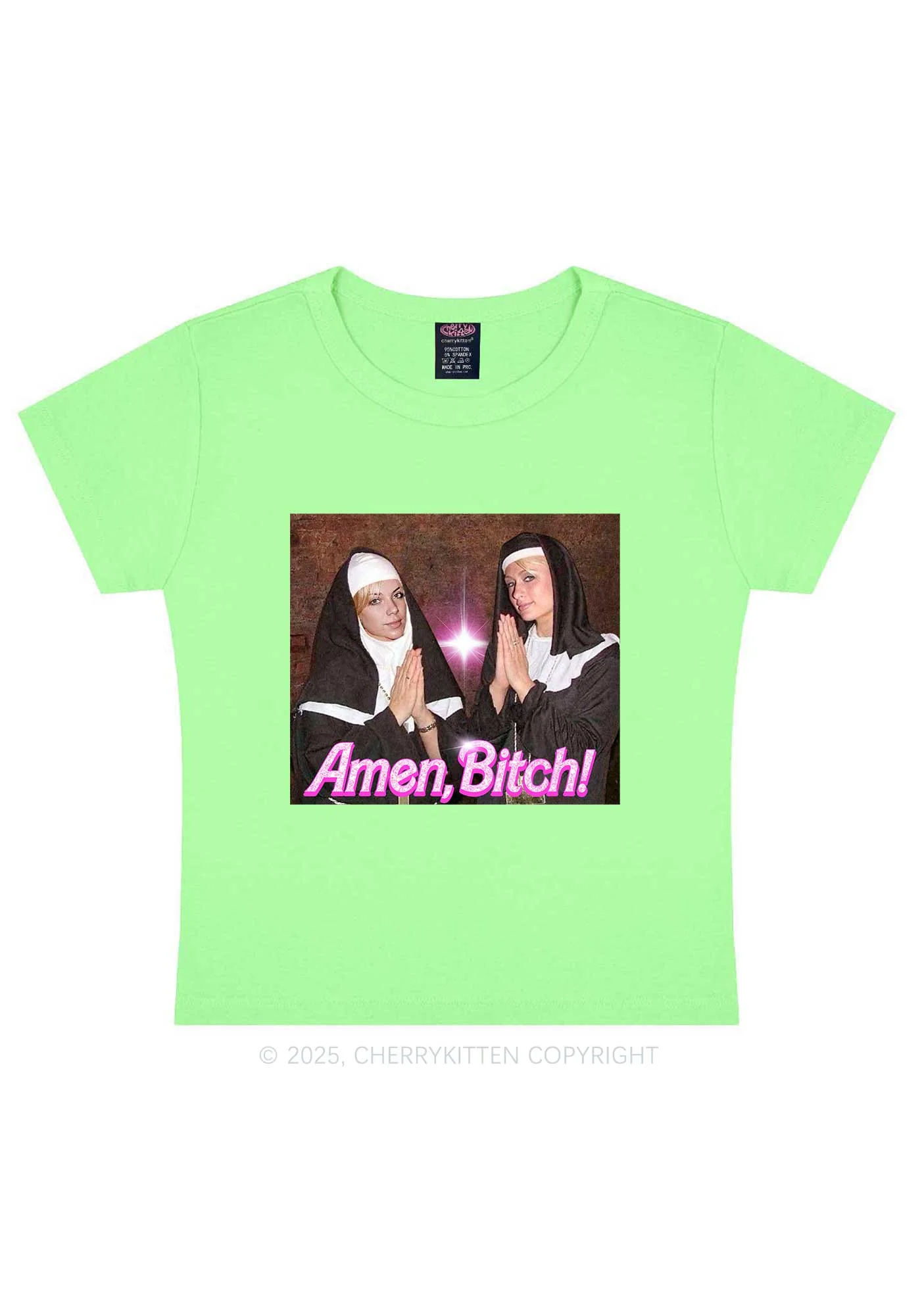 Custom Amen Bxtch Y2K Baby Tee Cherrykitten - Image 10