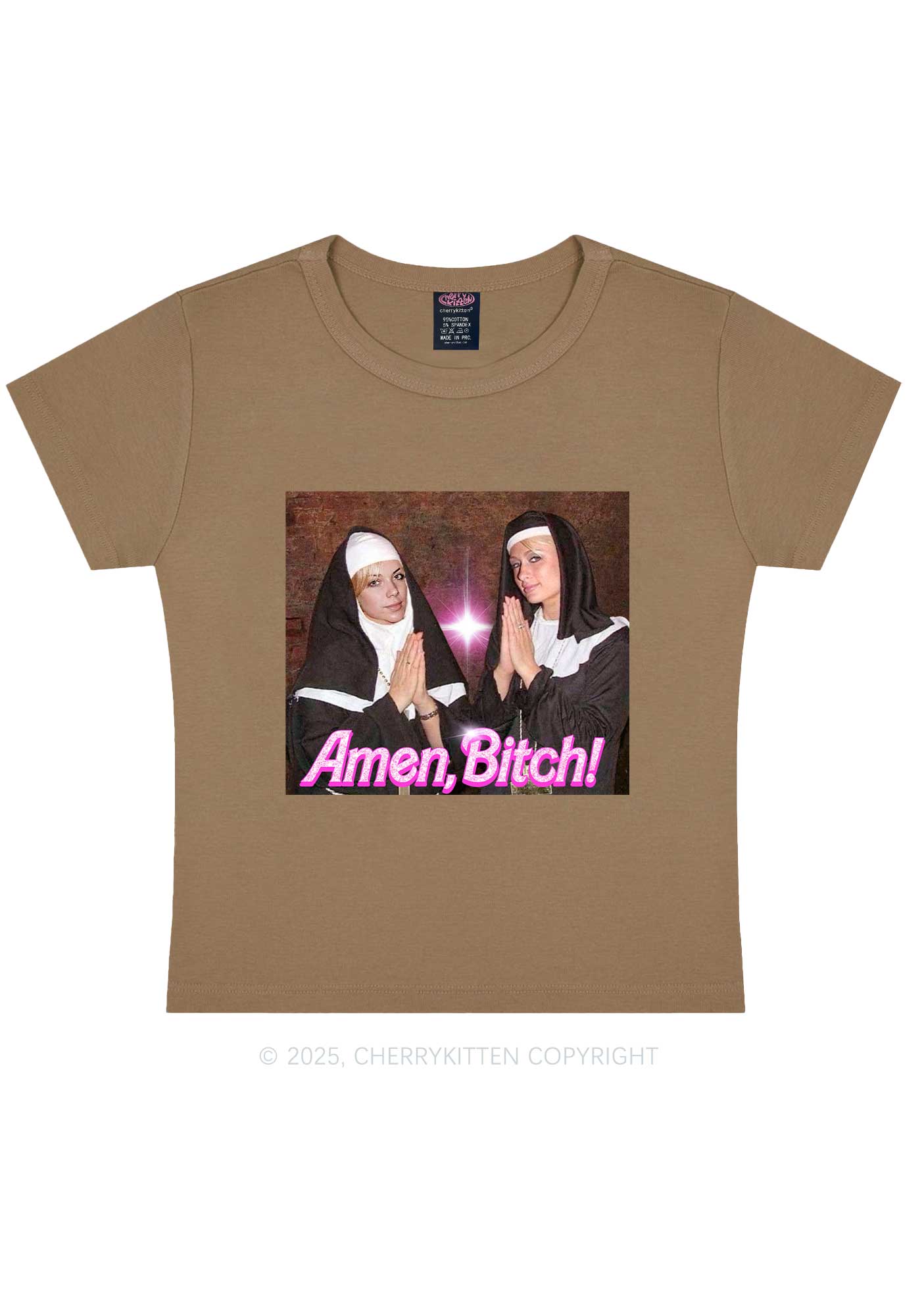 Custom Amen Bxtch Y2K Baby Tee Cherrykitten - Image 11