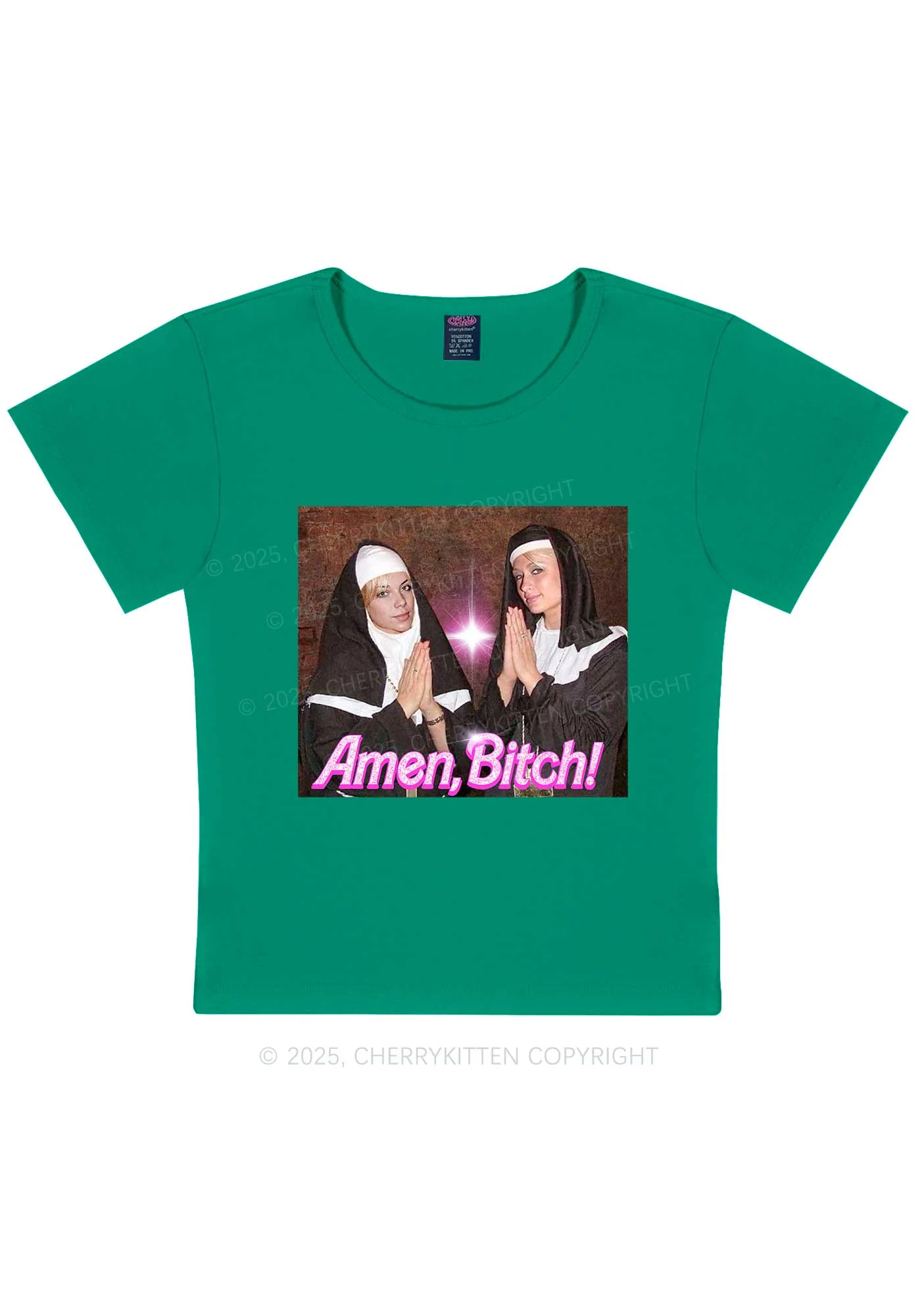 Custom Amen Bxtch Y2K Baby Tee Cherrykitten - Image 12
