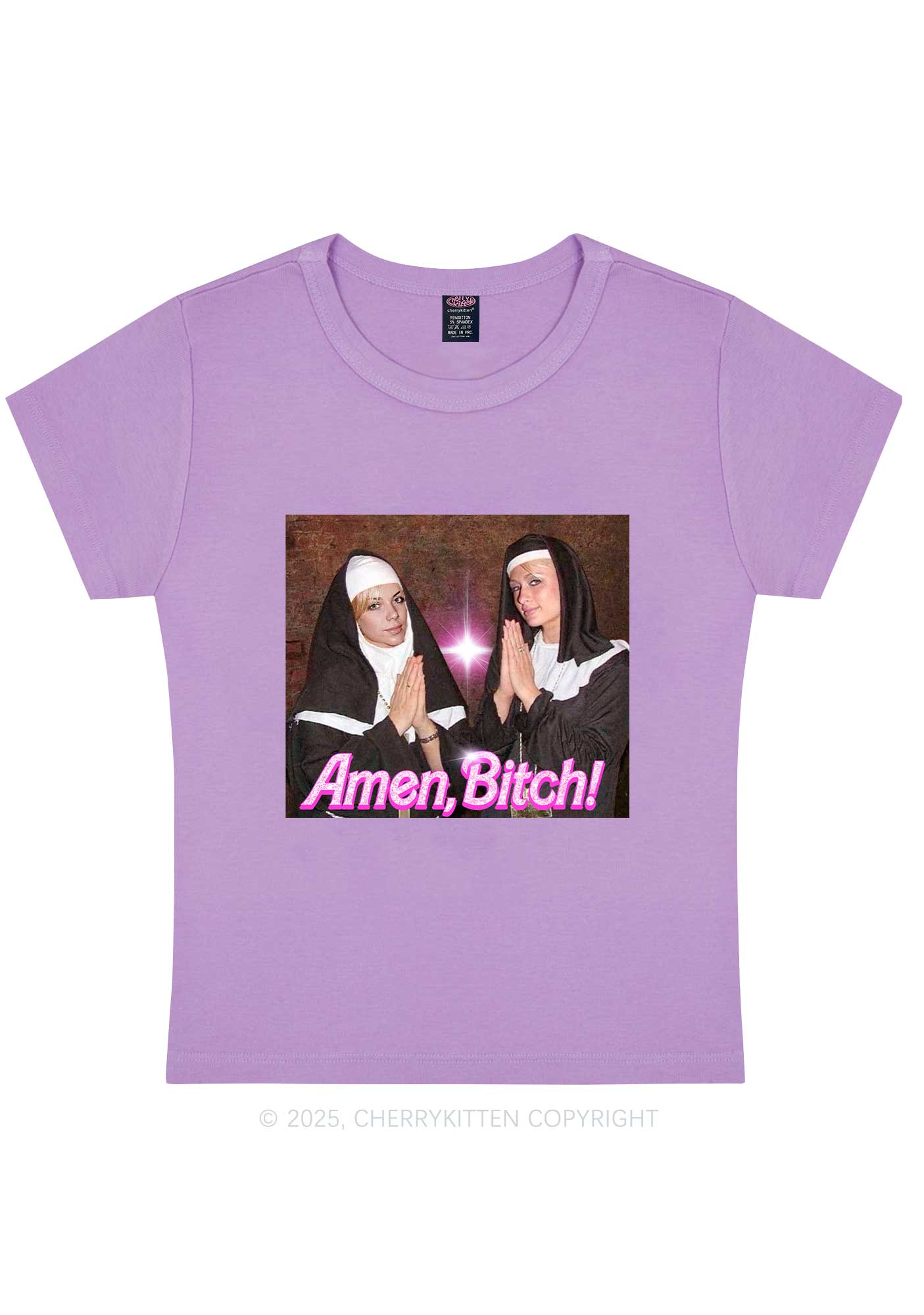 Custom Amen Bxtch Y2K Baby Tee Cherrykitten - Image 6