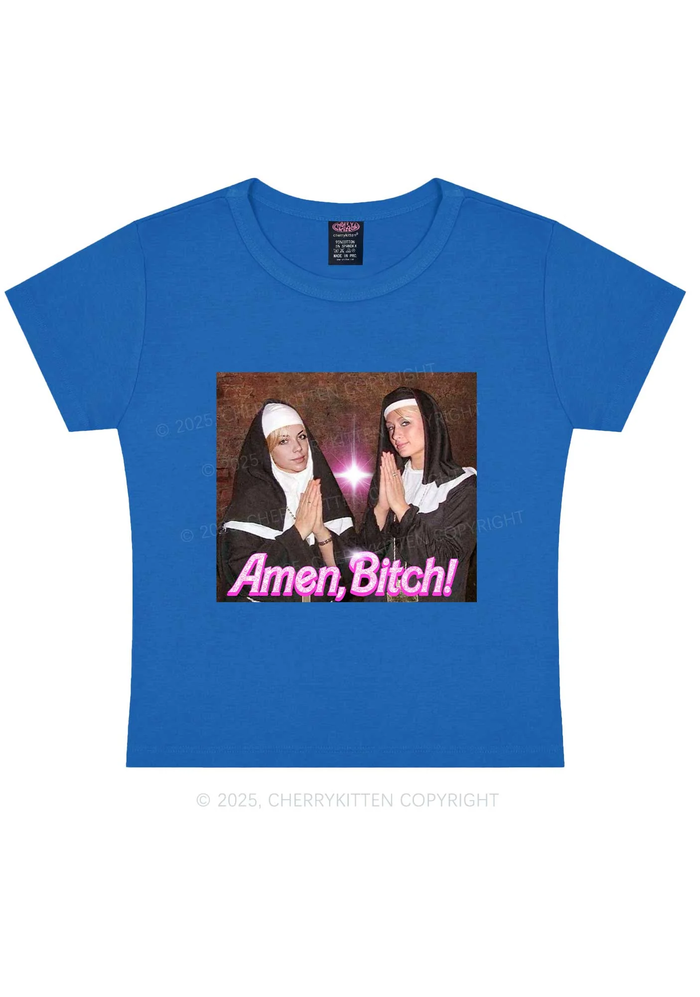 Custom Amen Bxtch Y2K Baby Tee Cherrykitten - Image 8