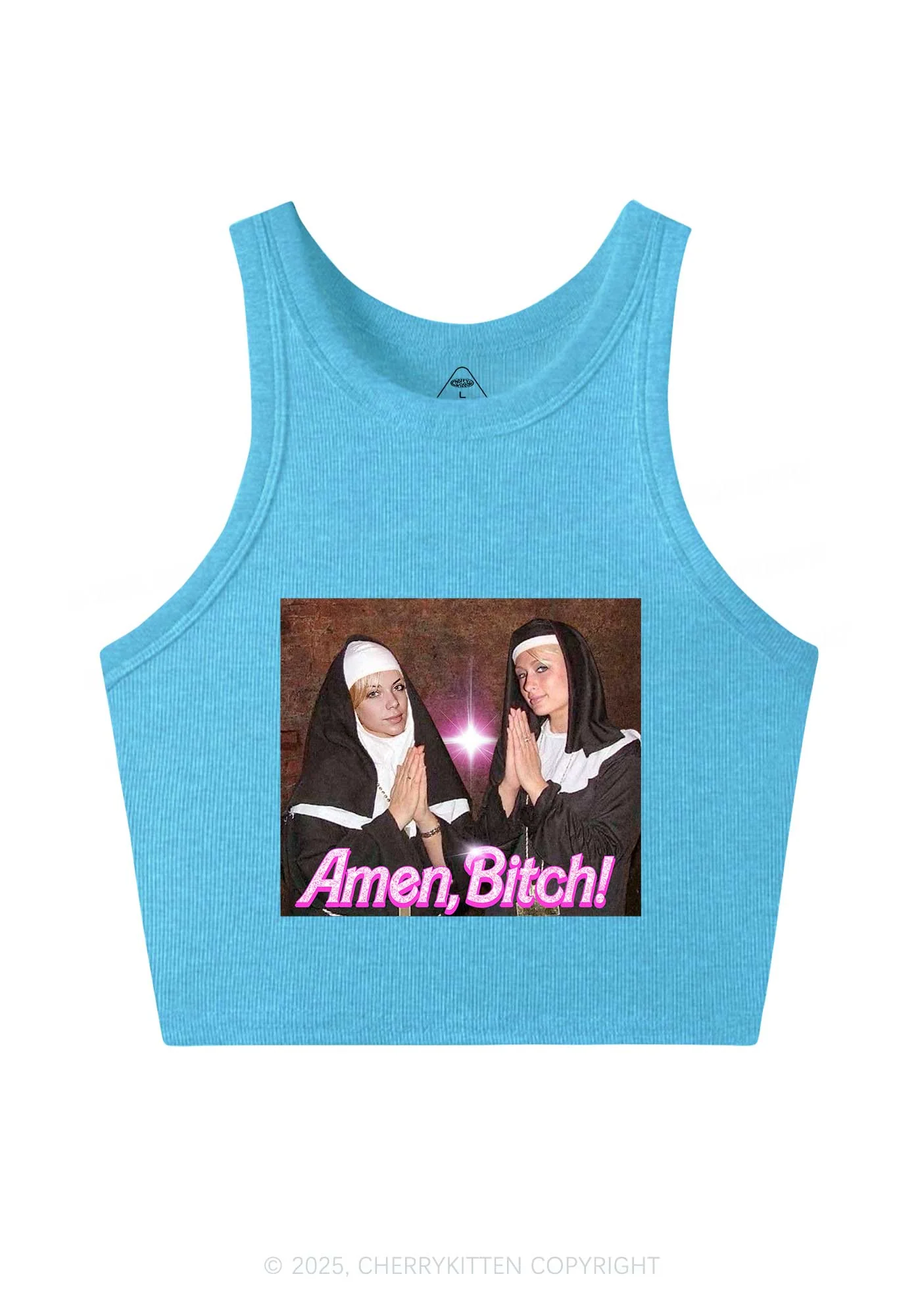 Custom Amen Bxtch Y2K Crop Tank Top Cherrykitten - Image 4