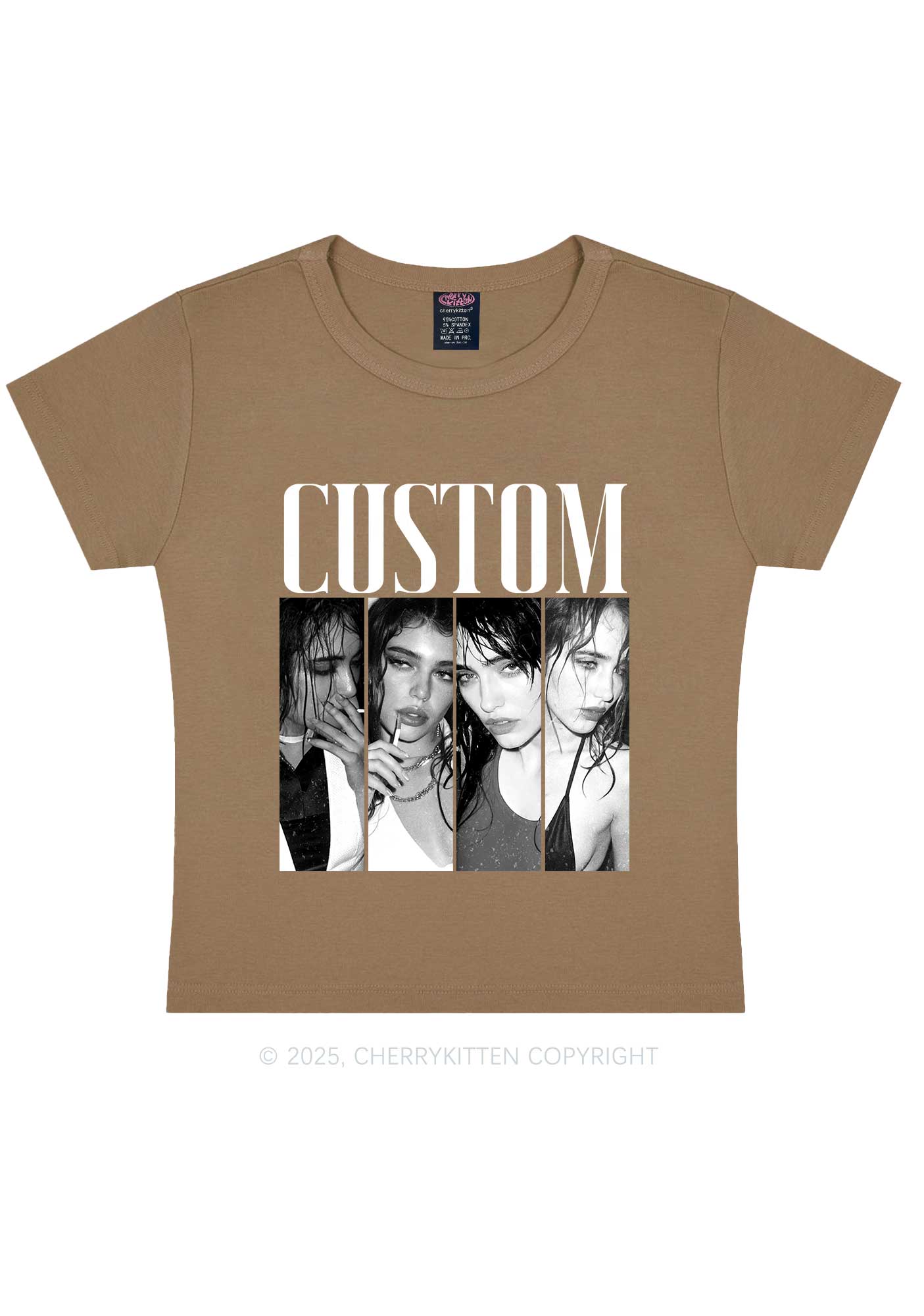 Custom Baddie Girls Photo Y2K Baby Tee Cherrykitten - Image 10
